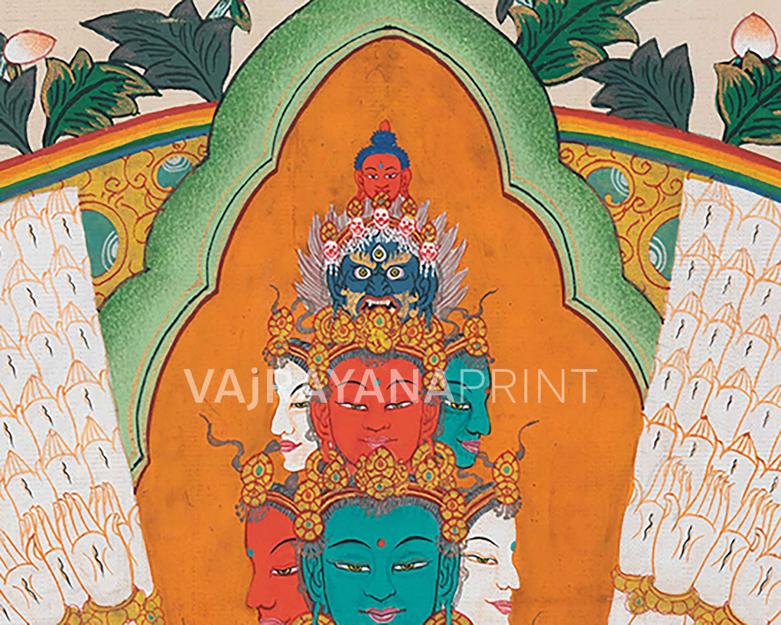1000-Armed Chenrezig Thangka Print | Divine Tibetan Art | Meditative Masterpiece