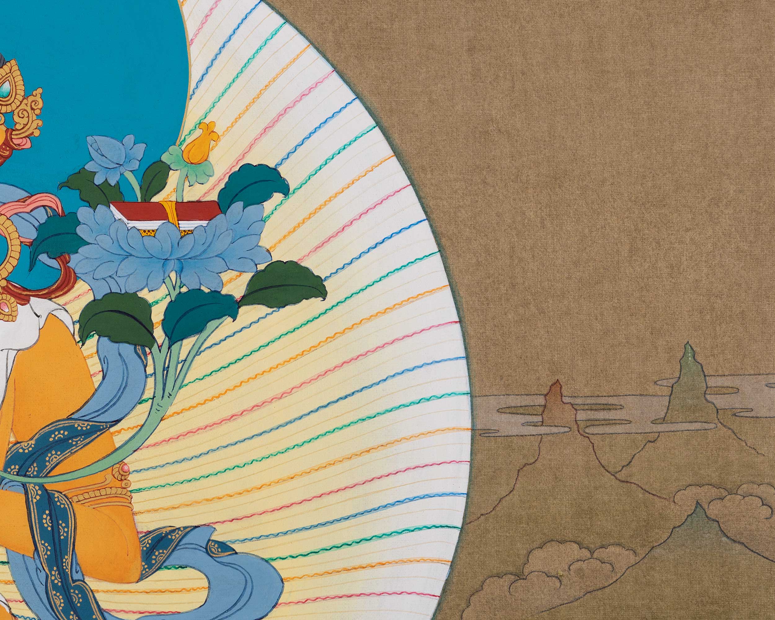 Manjushri, A Traditional Karma Gadri Thangka of Wisdom Buddha