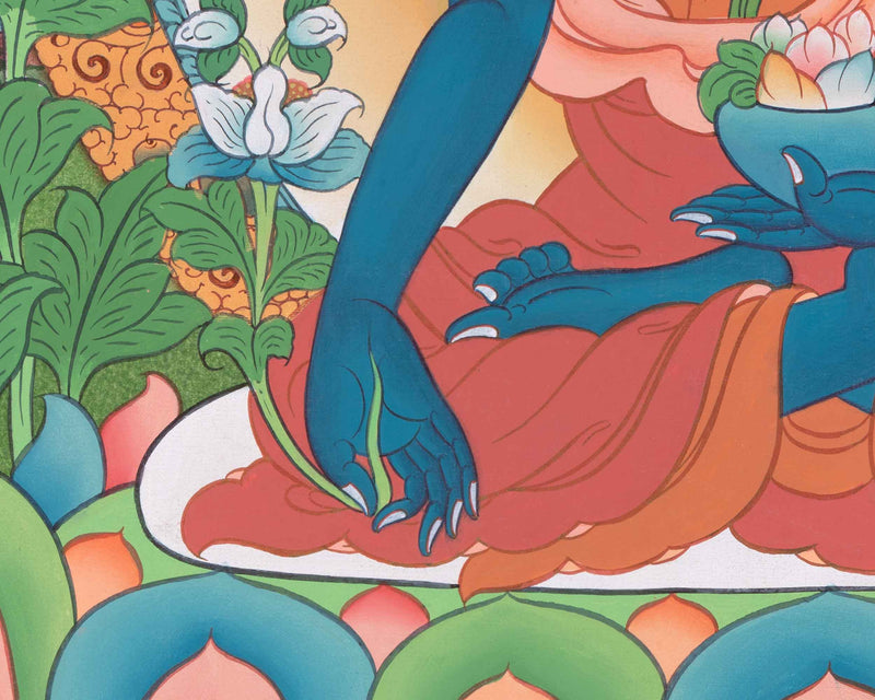 Bhaisajyaguru Thangka Artwork | Hand Painted Medicine Buddha Art | The Healing Buddha
