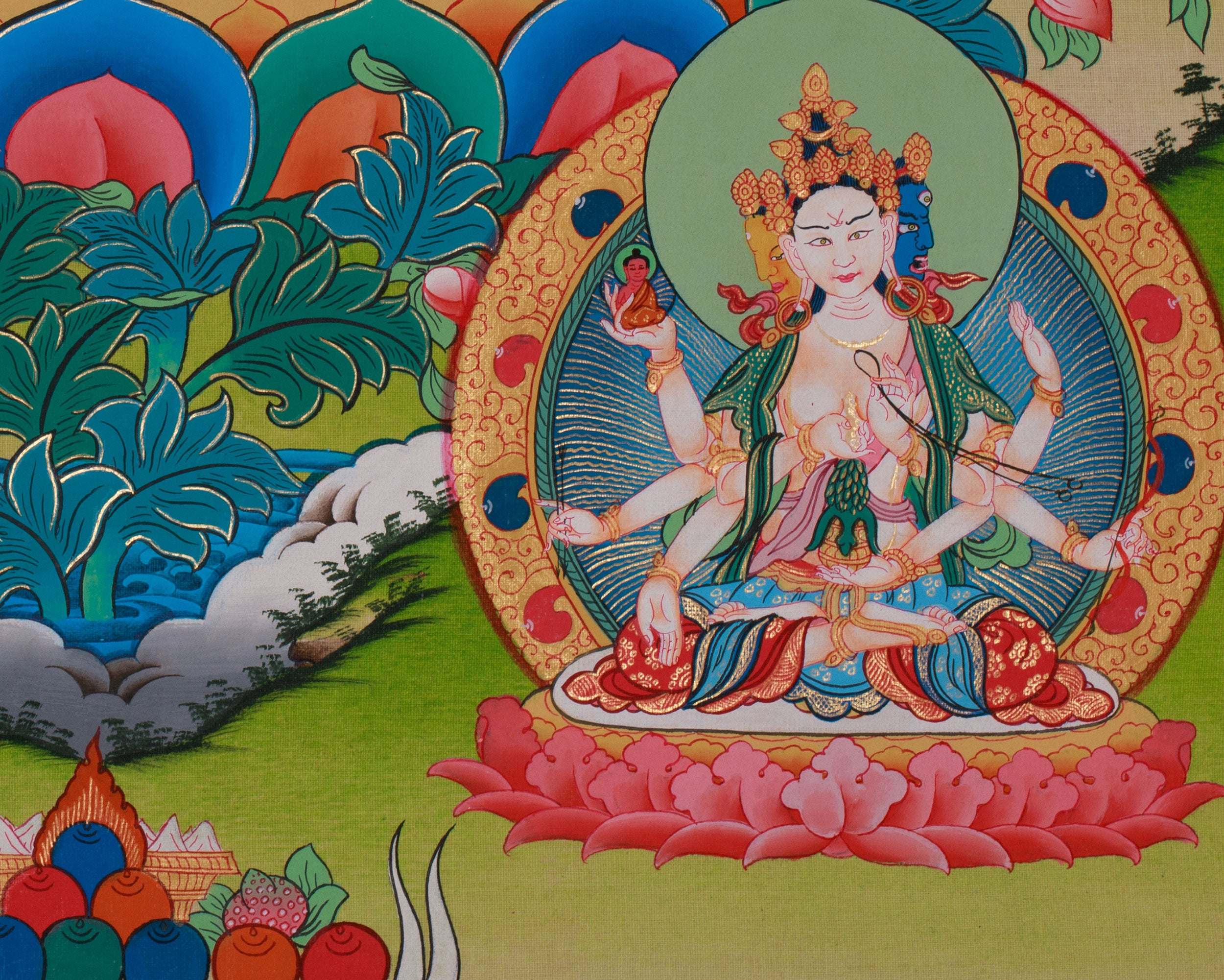 Sacred White Tara Thangka | Buddhist Goddess of Peace and Healing