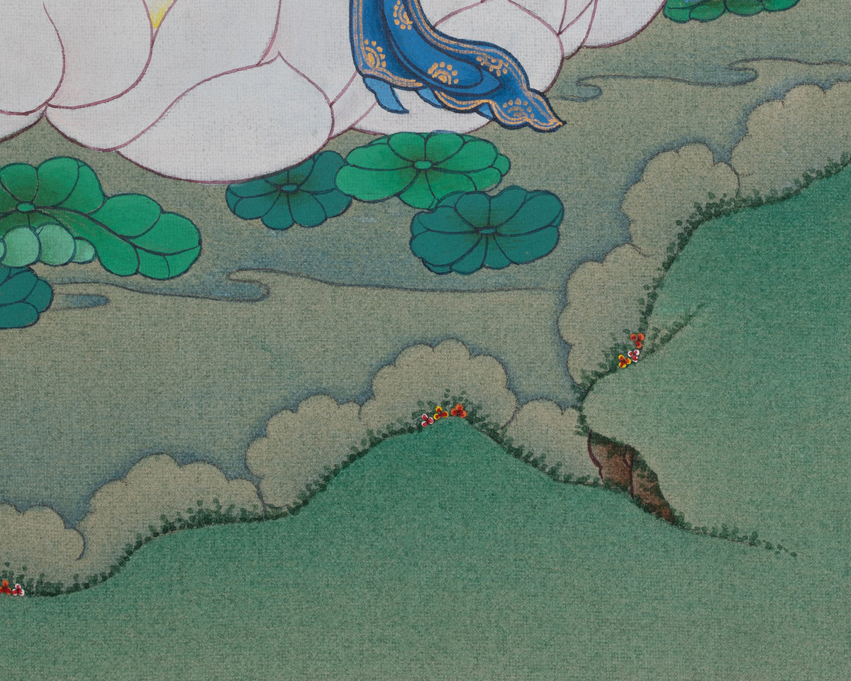 Manjushri Spiritual Artwork | A Sacred Thangka of Knowledge and Enlightenment