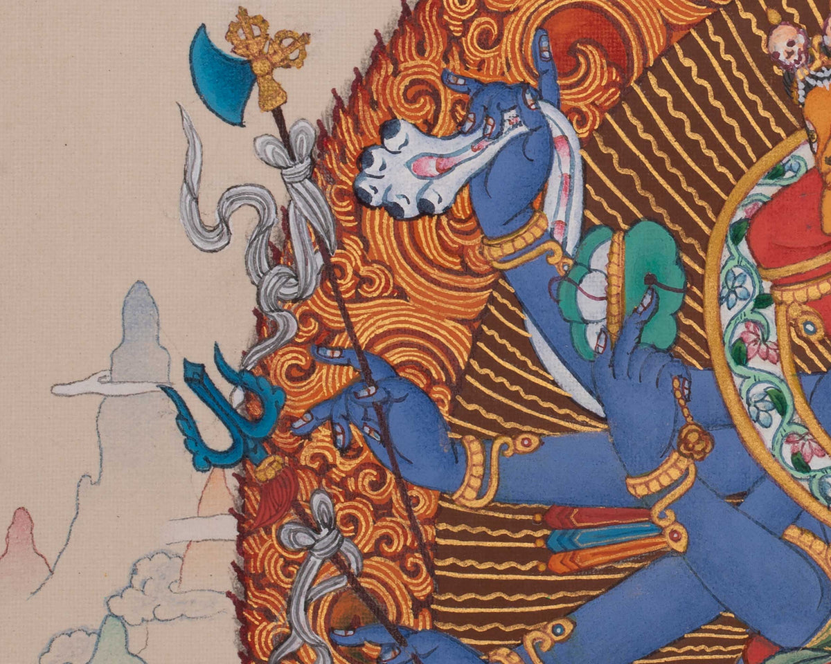 12 Armed Chakrasambhara Buddhist Art | Sacred Thangka of Tantric Wisdom and Transformation