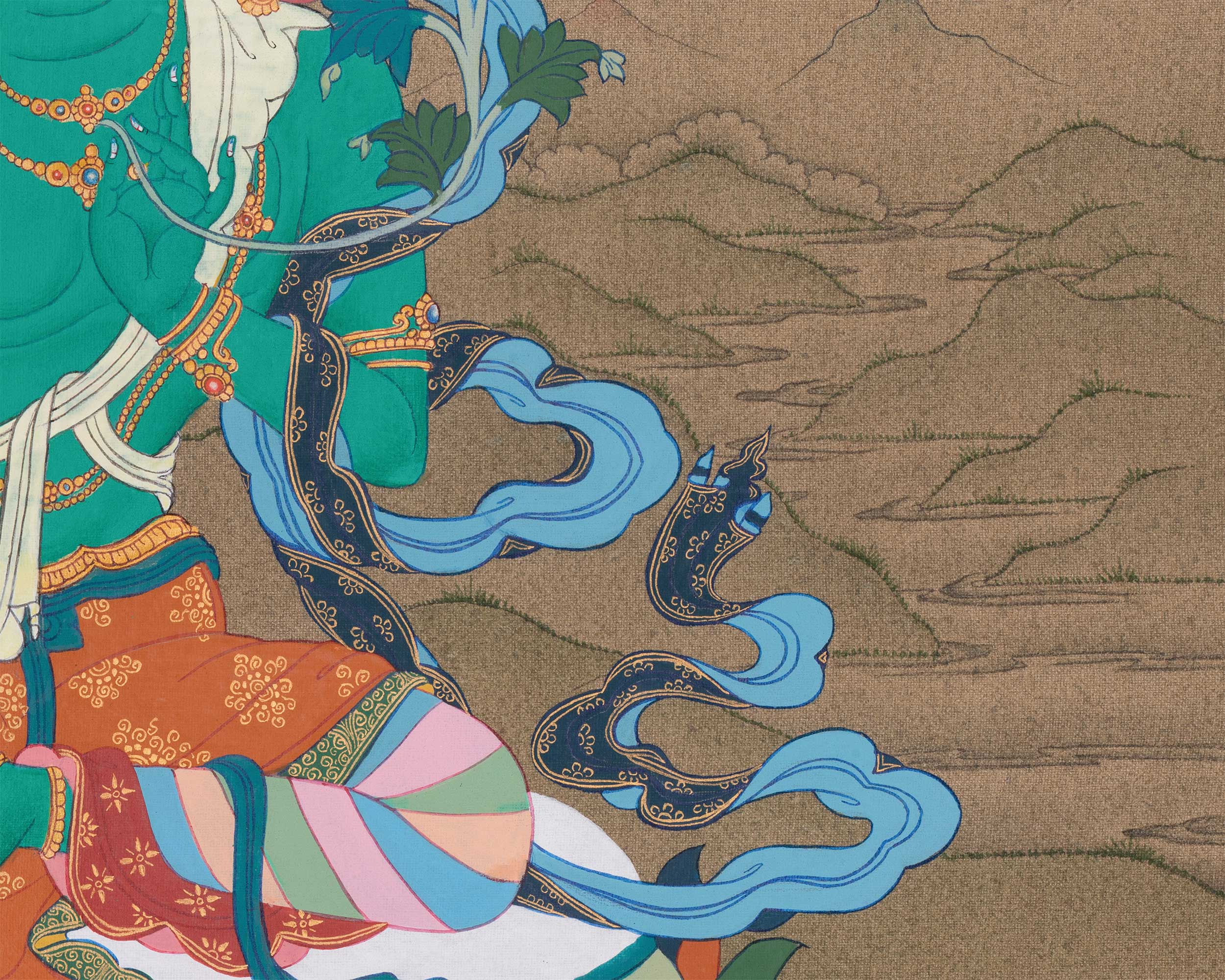 Tibetan Buddhist Goddess Green Tara Thangka | Mother Tara for Protection