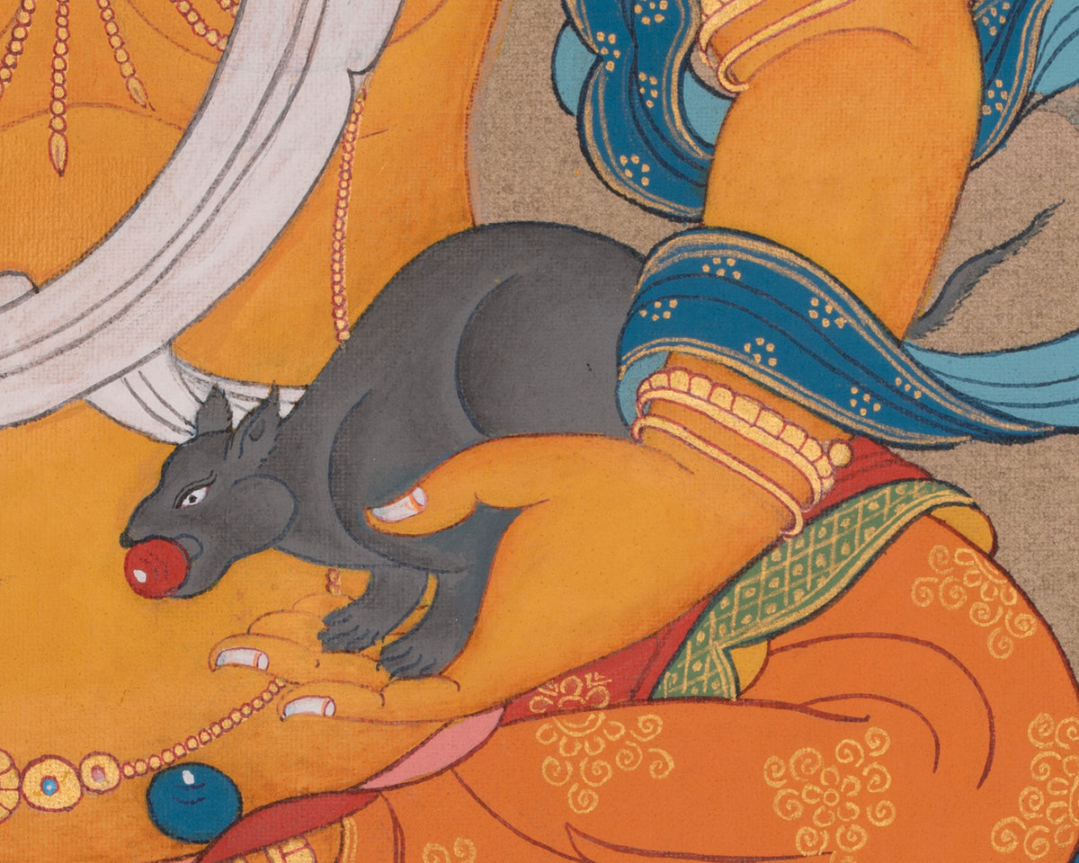 Dzambhala Deity of Generosity Thangka | Represent Wealth, Fortune, And Prosperity