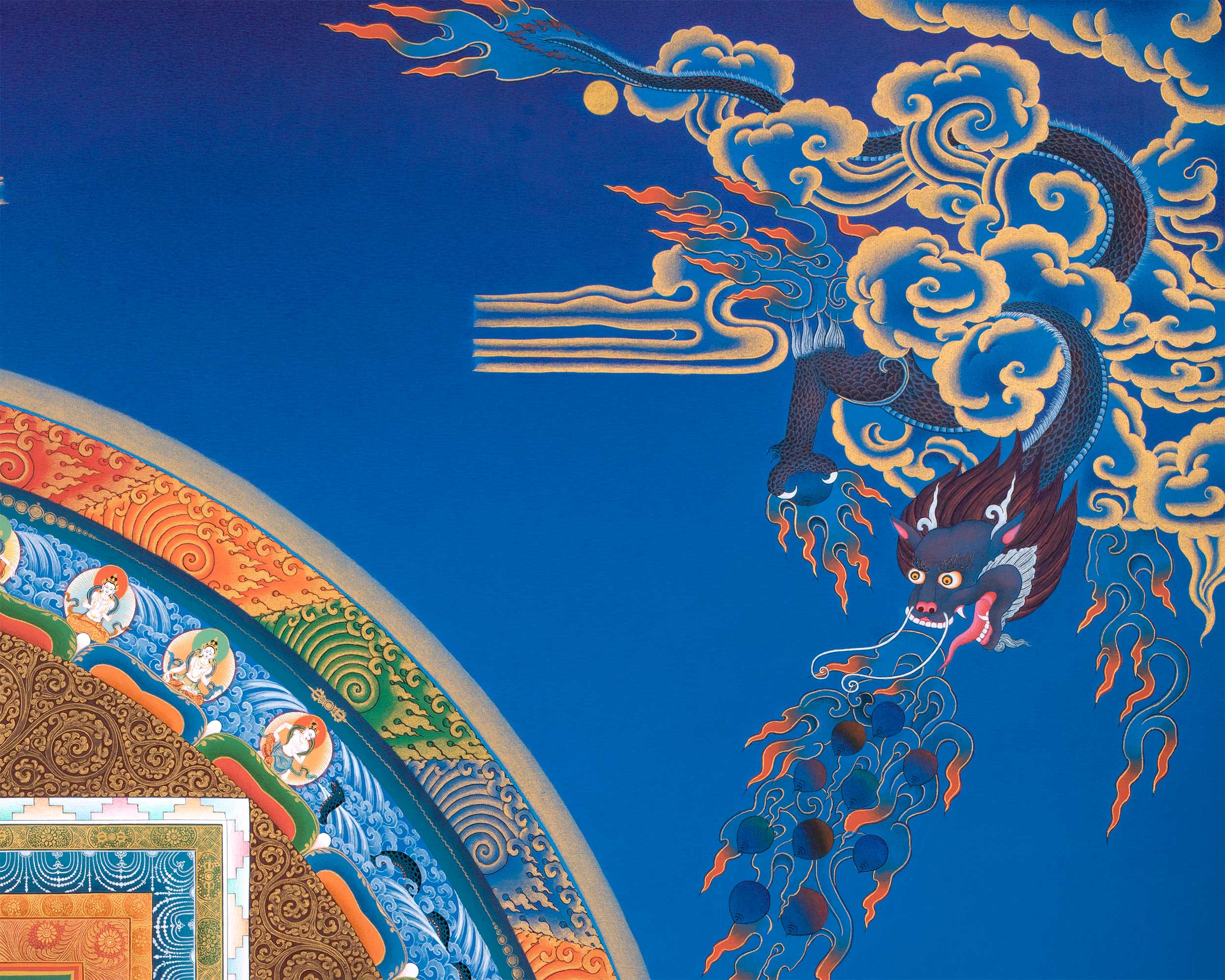 Chenresig Mandala Thangka Print | Traditional Tibetan Mandala Artwork