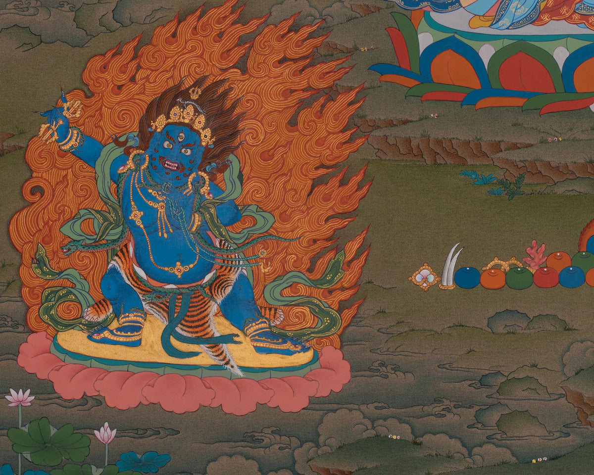 Chenrezig With Manjushri And Vajrapani Thangka | Buddhist Three Bodhisattvas Artwork