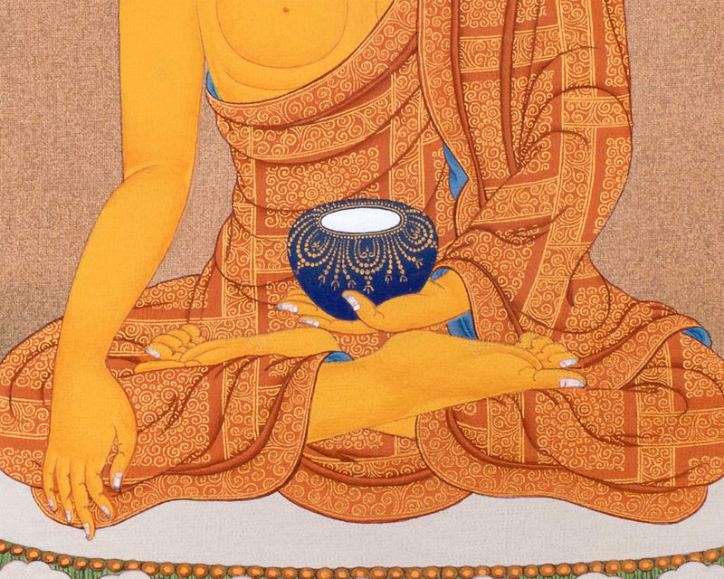 Buddha Shakyamuni under A Tree: Tibetan Thangka
