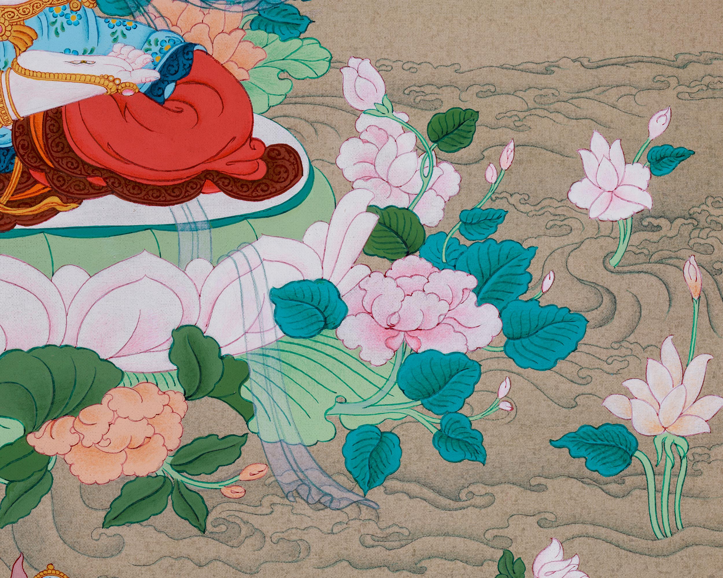 Healing Tara Bodhisattva | White Tara Thangka | Compassion Goddess in Vajrayana Buddhism