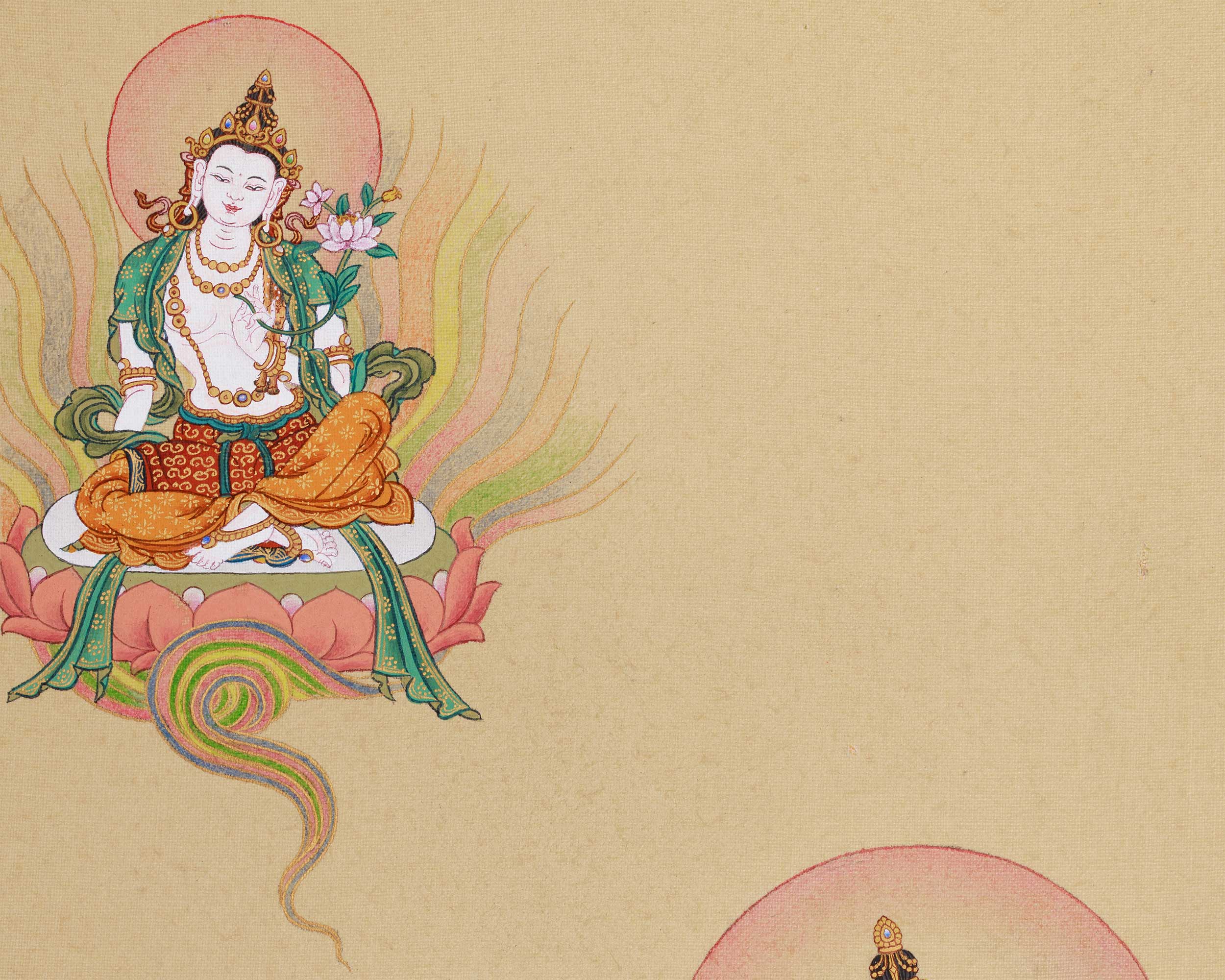 Bodhisattva Manjushri with Chenrezig and Vajrapani | Tibetan Trinity of Enlightenment