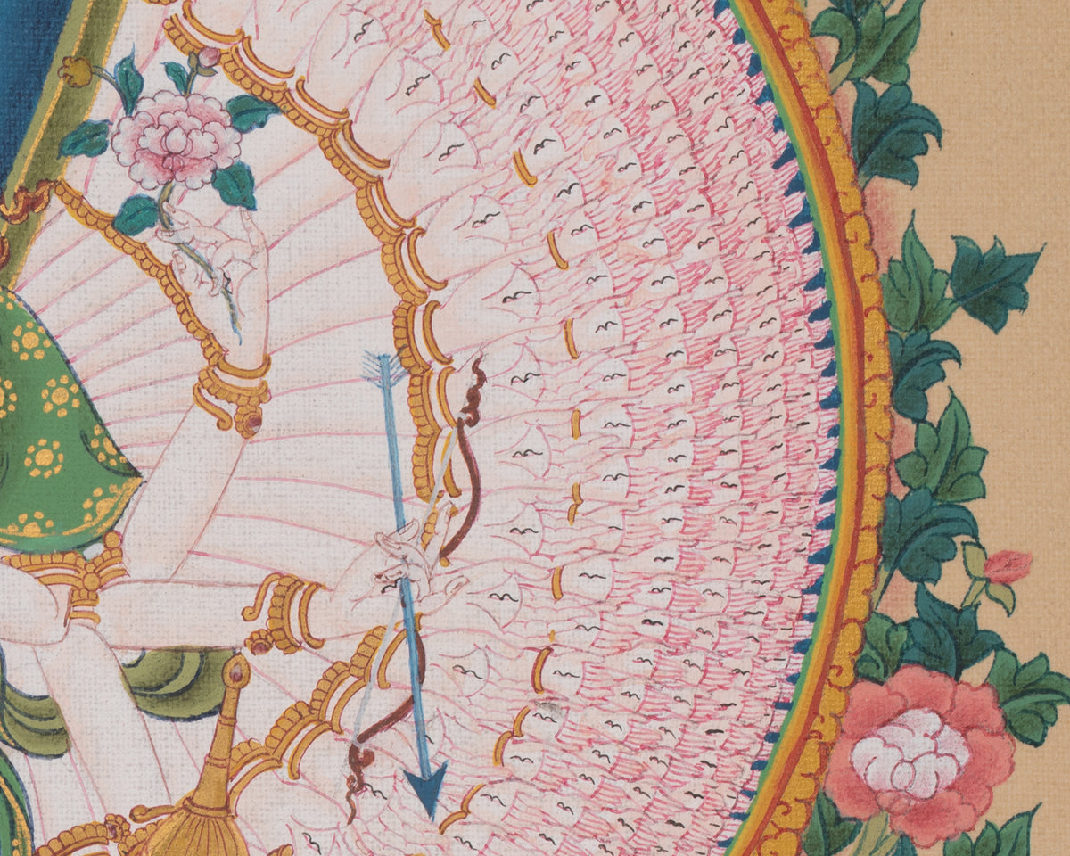 Buddhist 1000 Armed Chenrezig Thangka | Infinite Compassion Deity