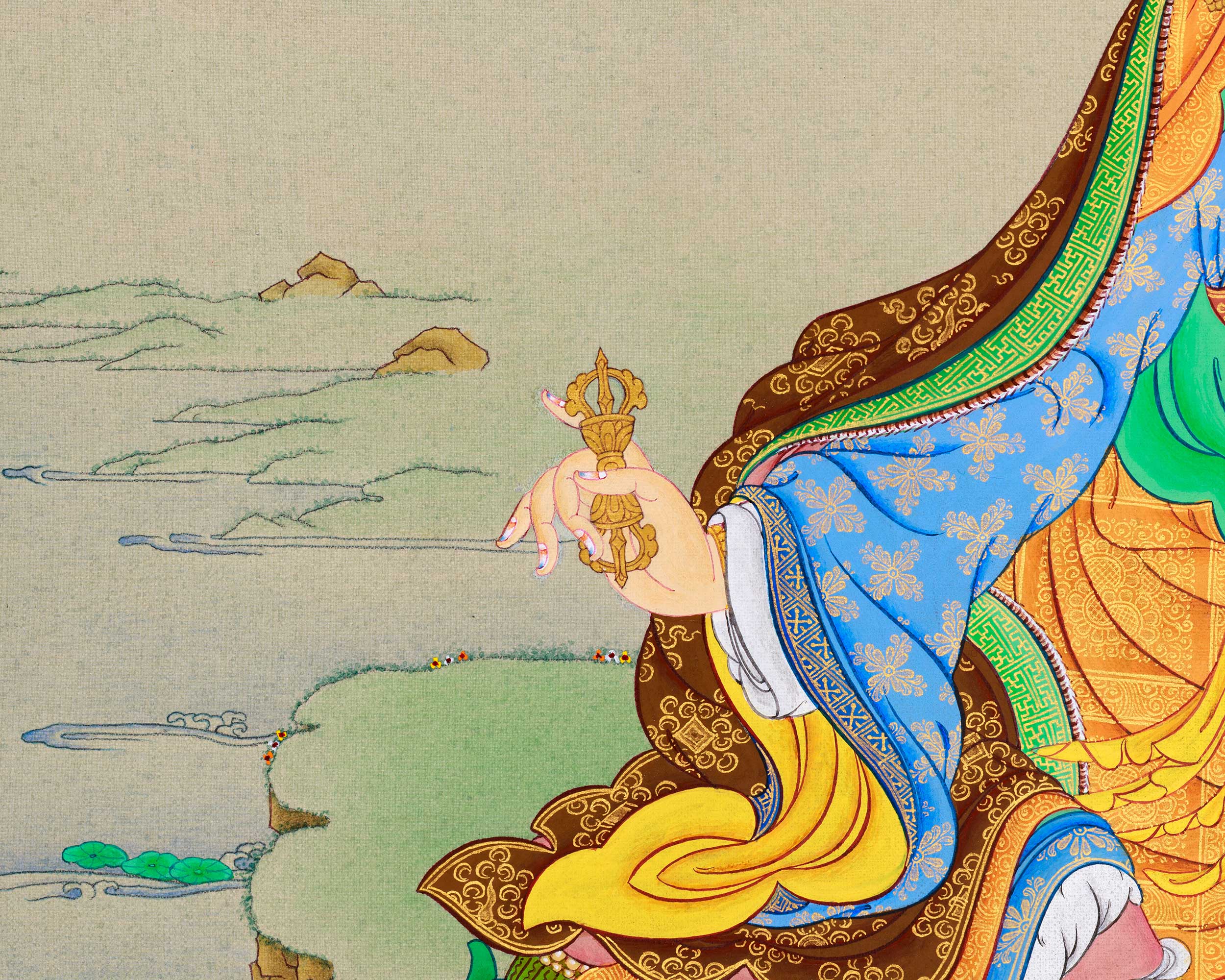 An Exclusive Padmasambhava Thangka| Lhasa's Stone Pigments