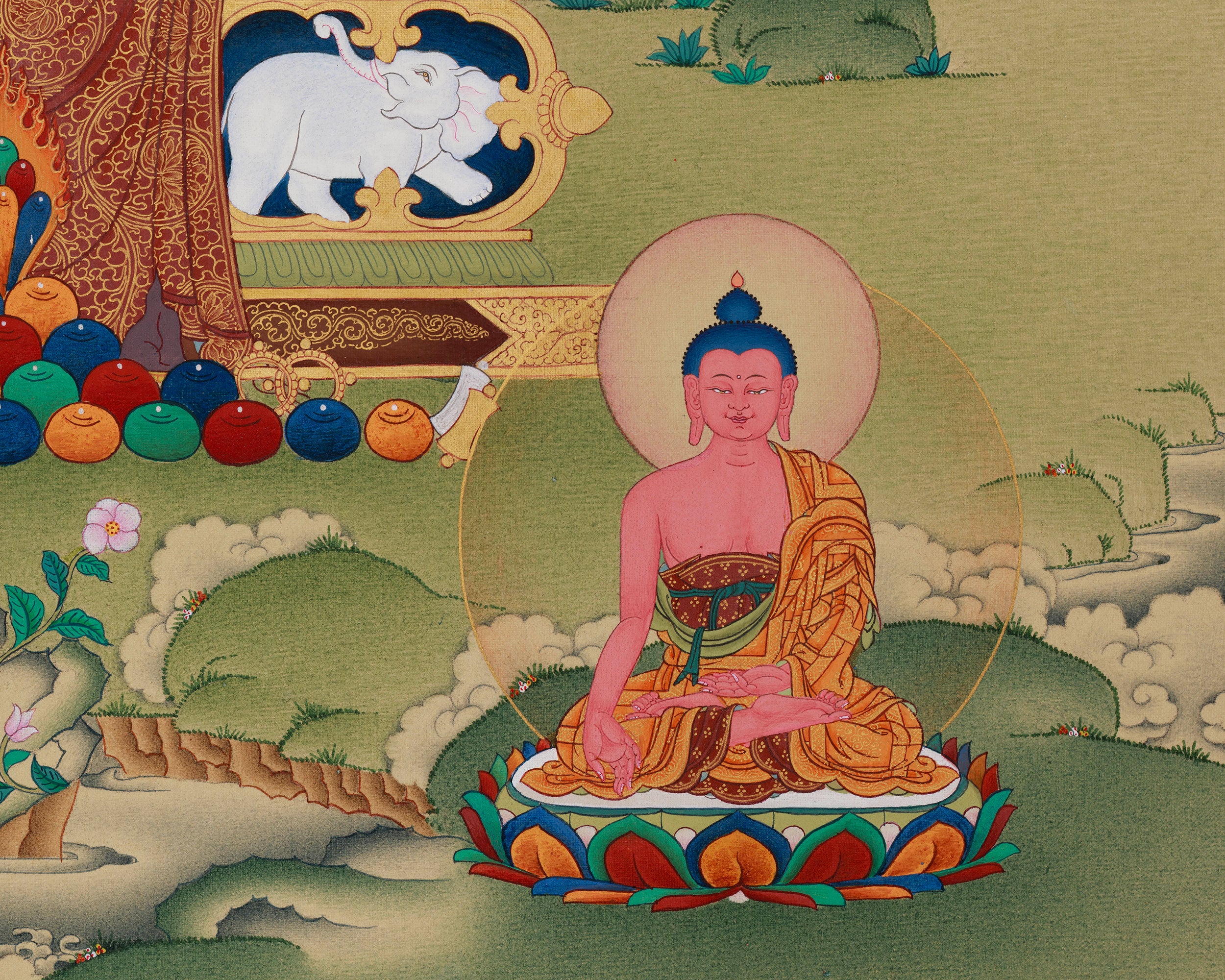The Eight Healing Buddhas | Embodiments of Buddhist Medicine | Painted with Lhasa Stone Hues