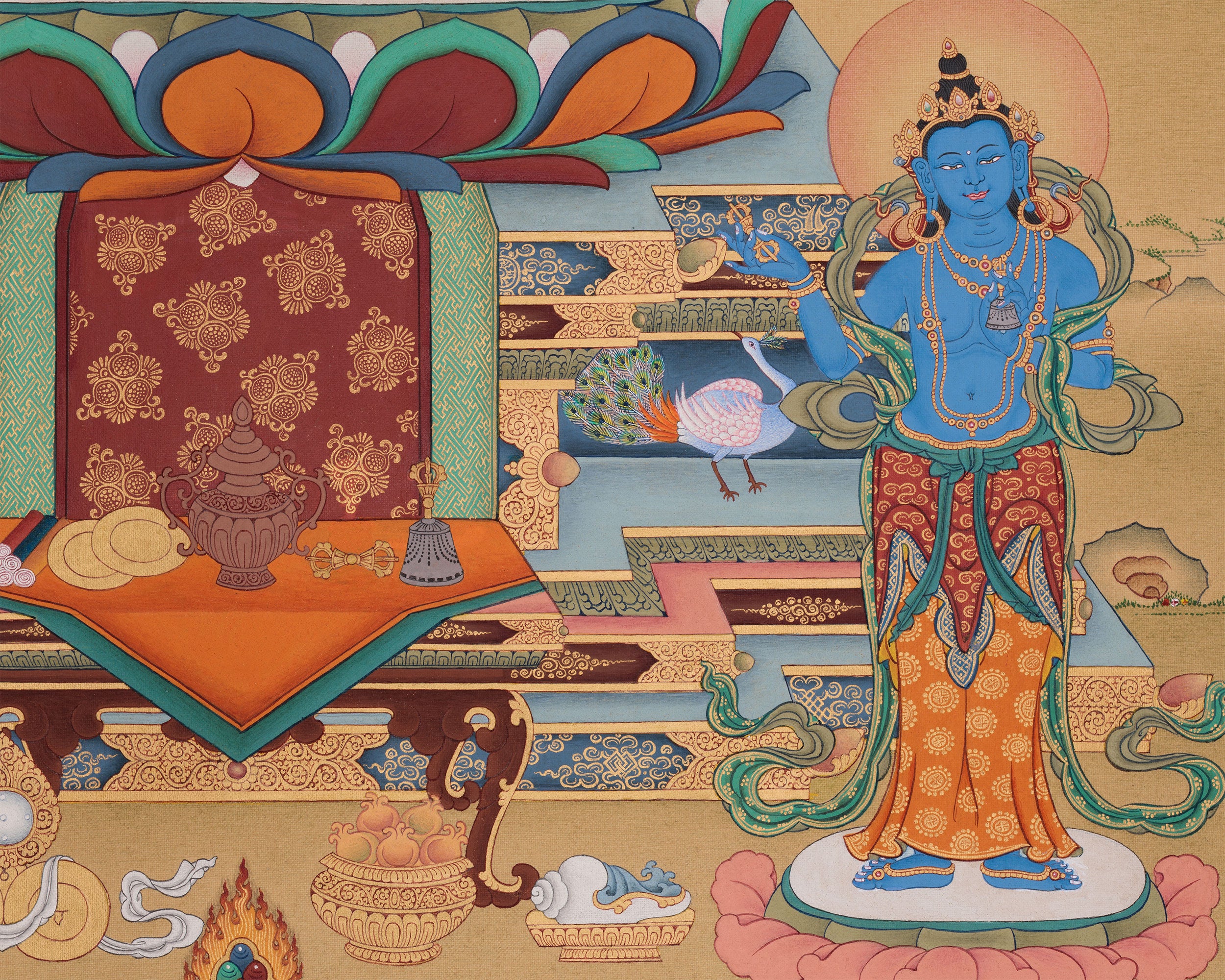 Red Buddha Amitabha Thangka | Deity of Boundless Light and Infinite Compassion