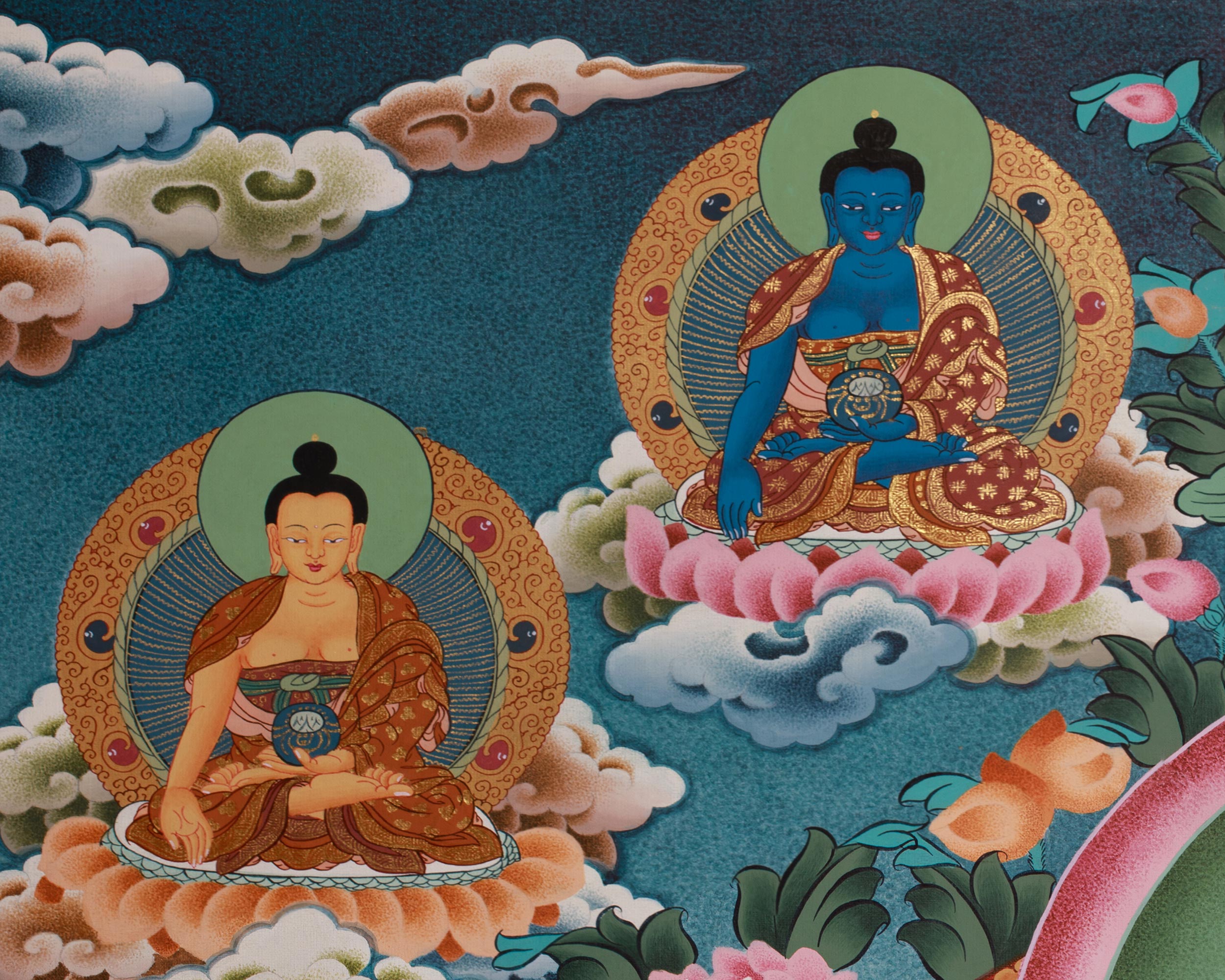 Majestic Seven Eyes Goddess, White Tara Thangka | Five Dhyani Buddhas, Amitayus & Namgyalma