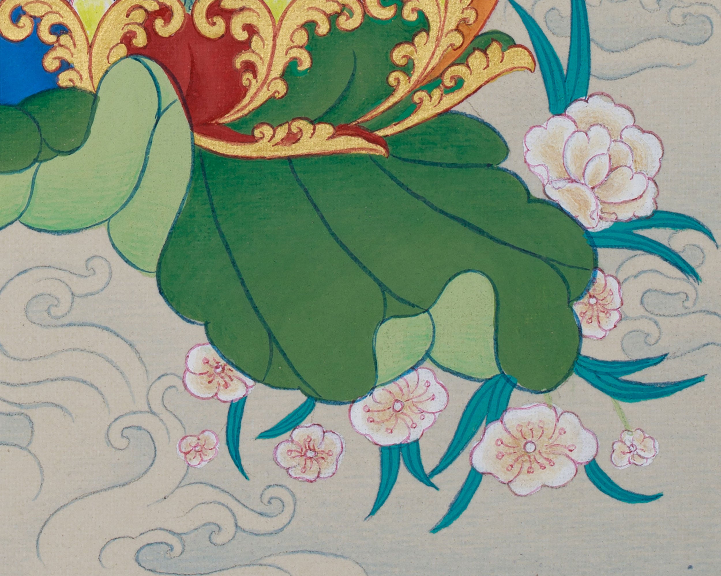 9-Inches Shakyamuni Buddha Thangka | Hand-Painted with Natural Stone Colors and 24K Gold