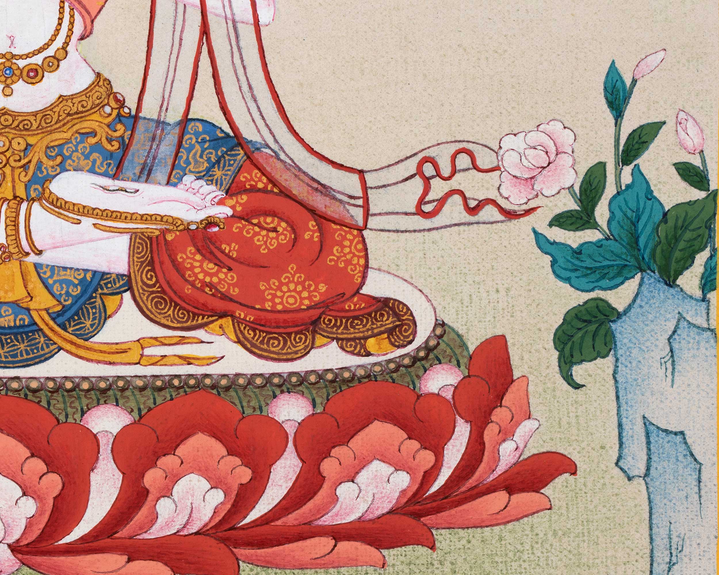Small White Tara Thangka for Practice