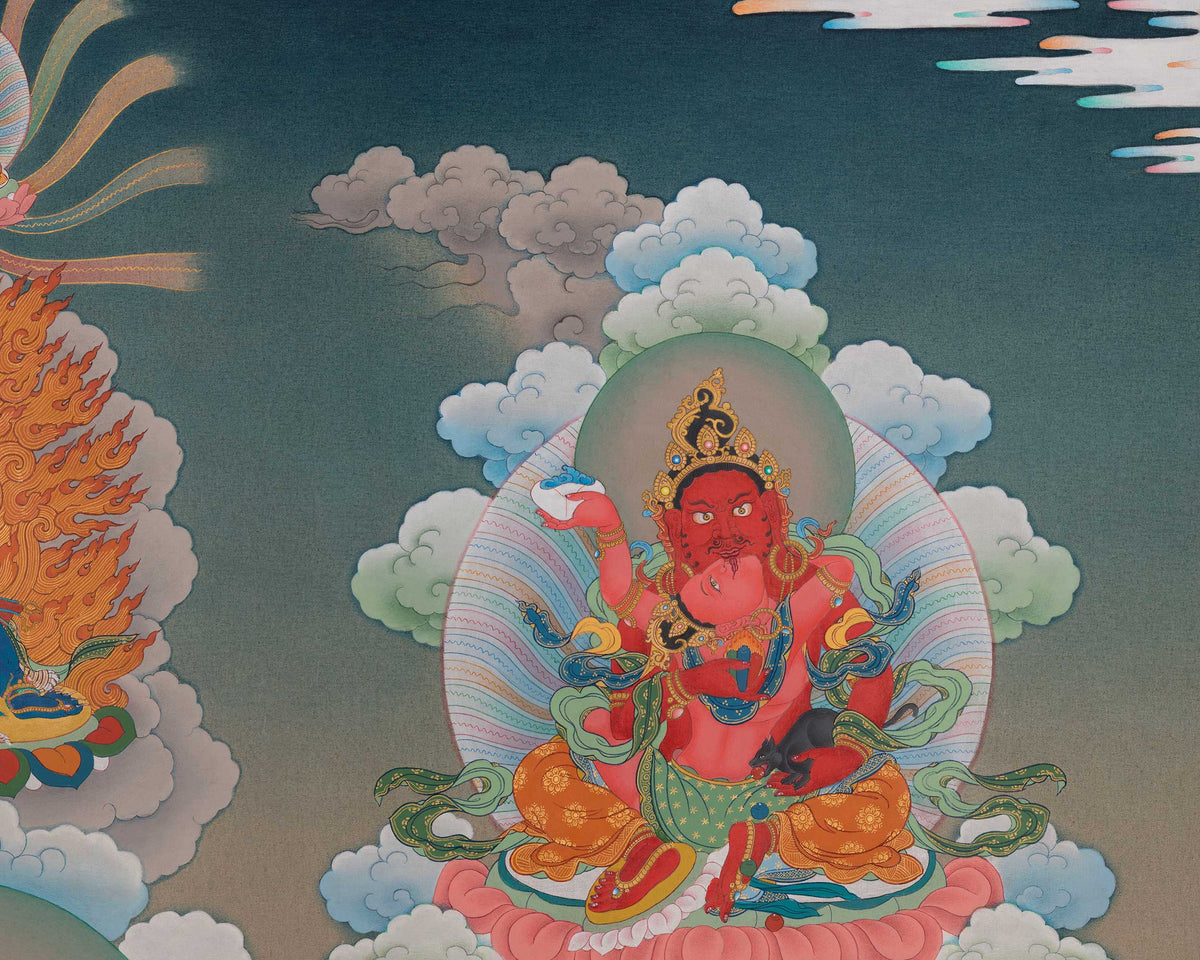 Namtoshe Buddhist Thangka | A Revered Guardian King | Deity of Abundance