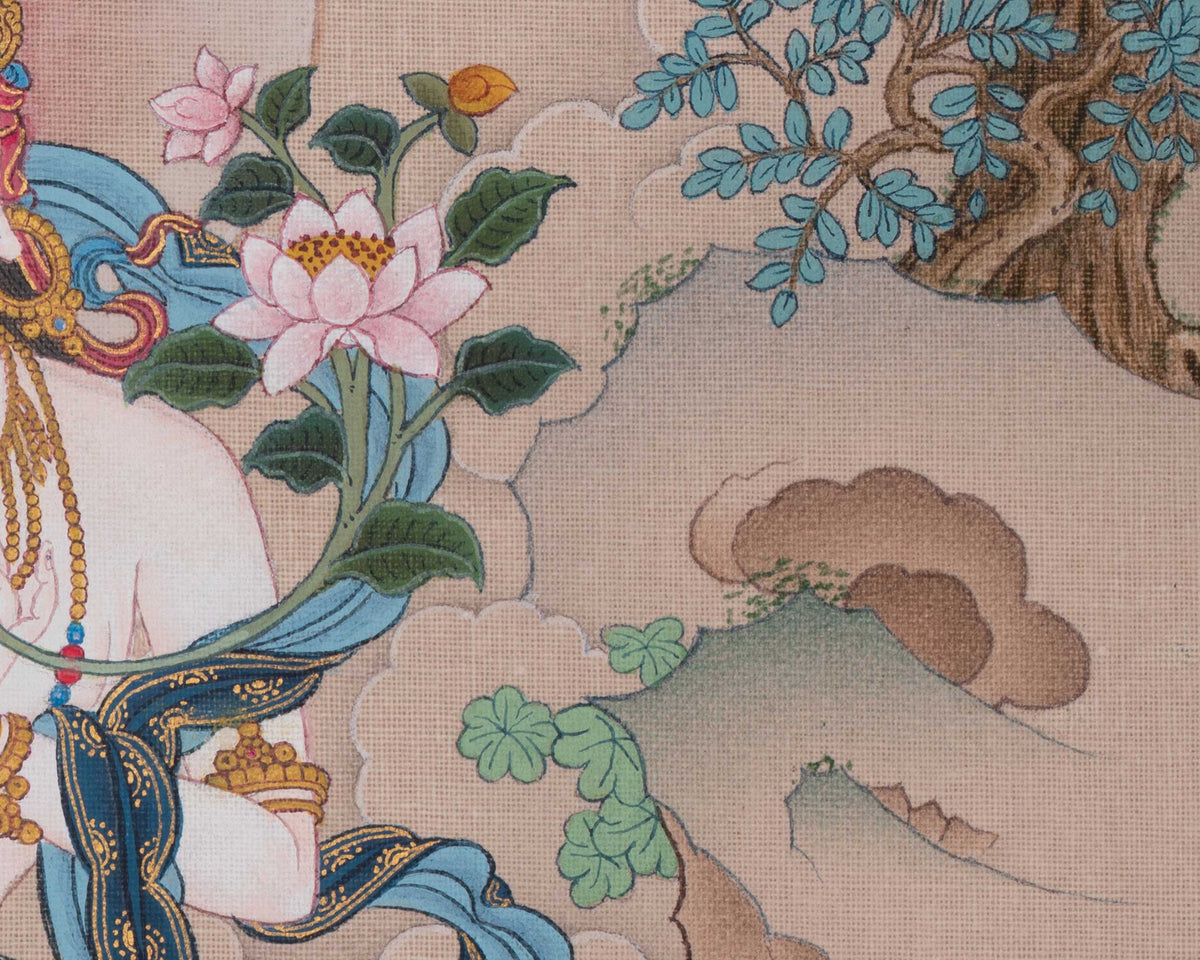 White Tara Himalayan Art | Seven Eyed Deity | Healing Deity | Longevity Goddess