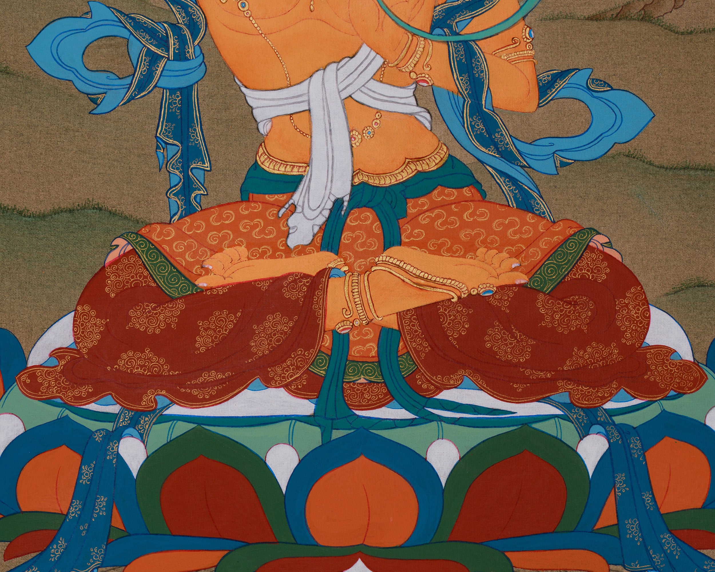 Wisdom Buddha, Manjushri Thangka | Hand-Painted Bodhosattva Painting