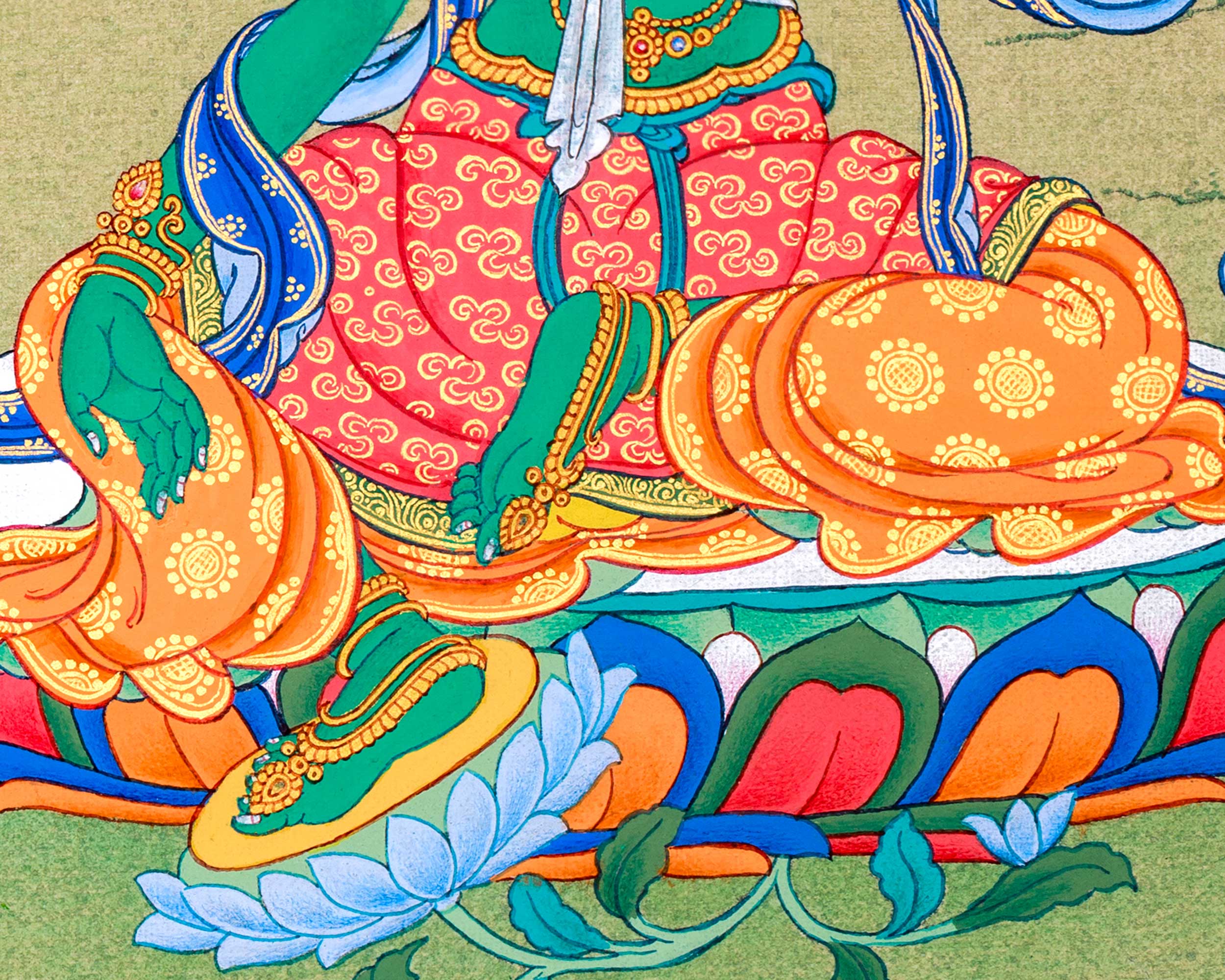 Green Tara Figurine | Buddhist Deity Tara Thangka