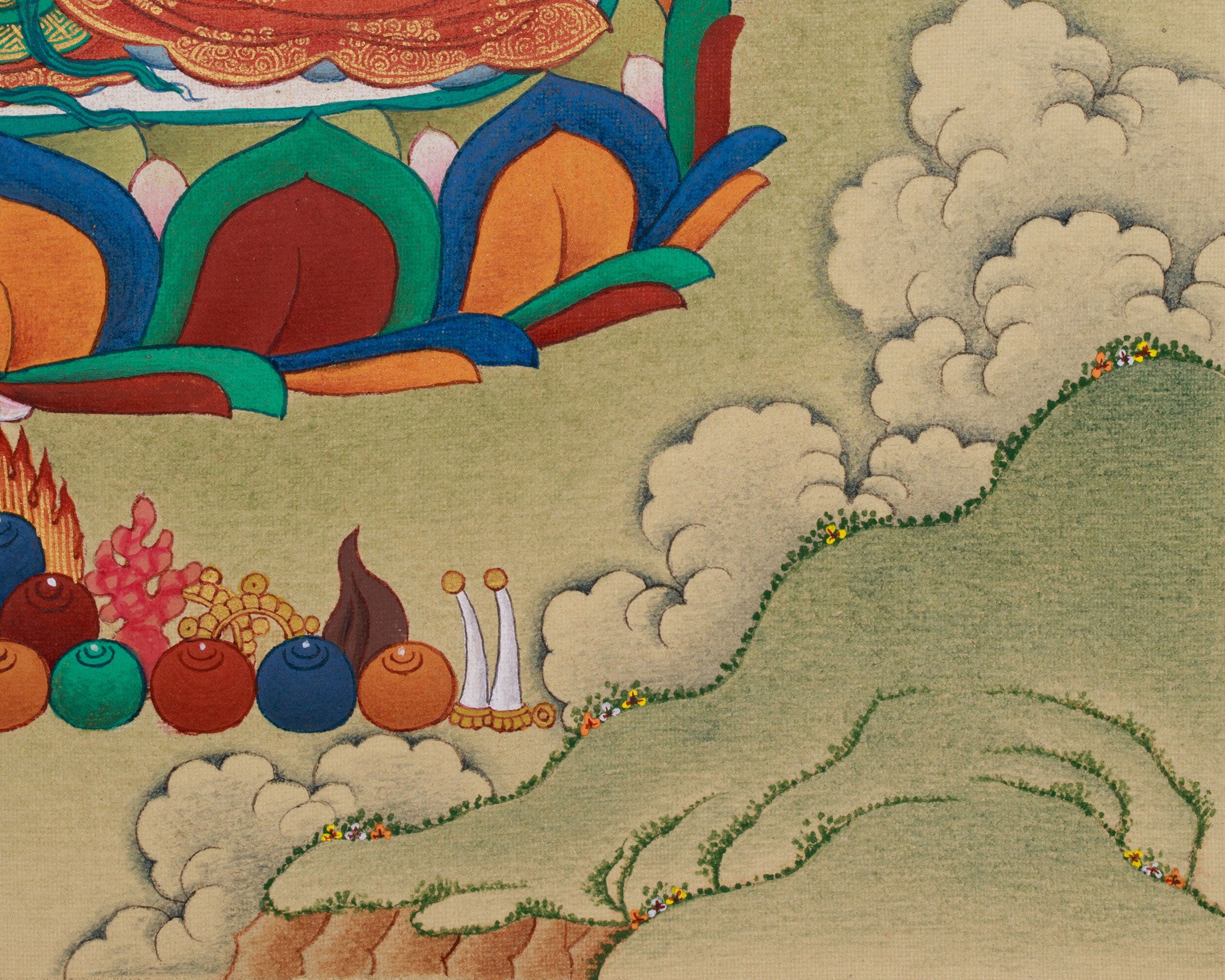 Traditional Manjushri With Mitrupa Thangka | A Gateway to Insight