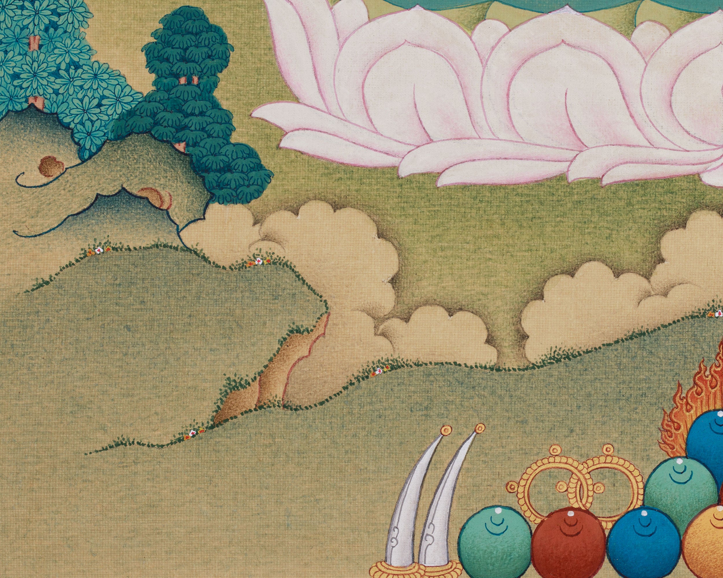 Goddess White Tara With Amitabha Thangka | Healing, Longevity and Spiritual Protection