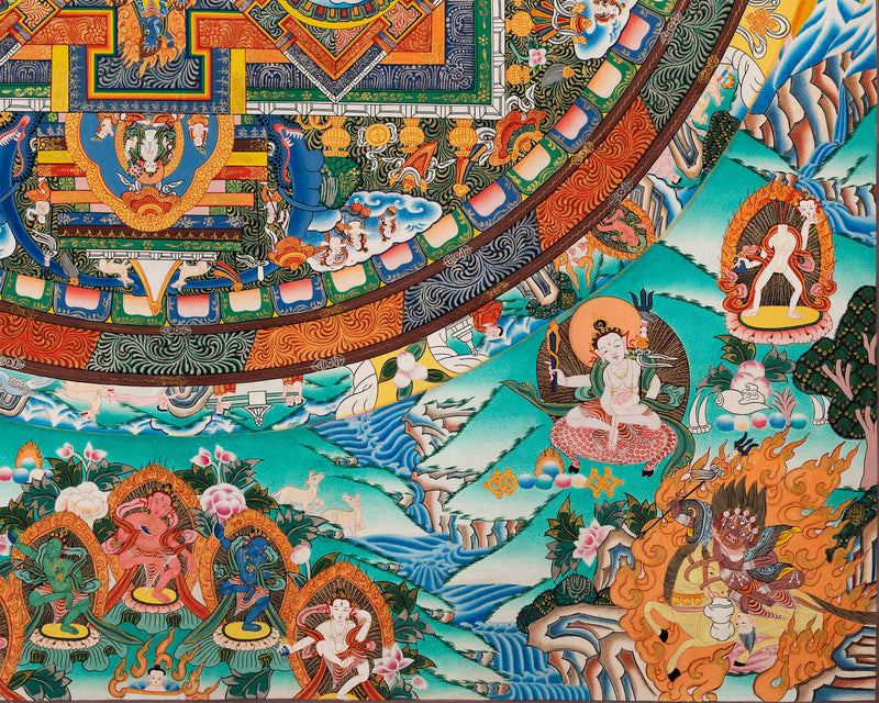 Chenrezig Mandala Art Drawing Print For Spiritual Practice | The Bodhisattva Of Compassion Mandala Print