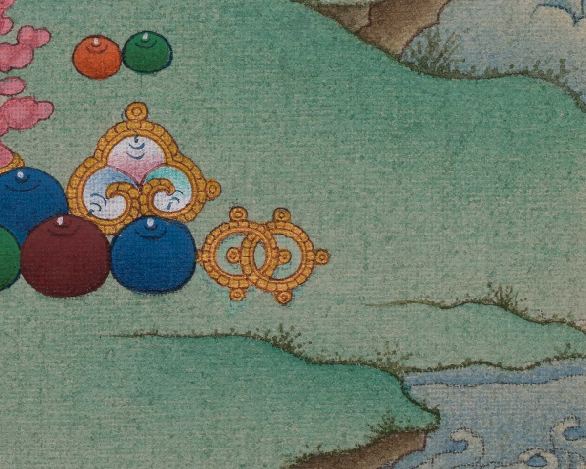 Dzambhala God of Wealth Thangka | Sacred Tibetan Buddhist Prosperity Painting