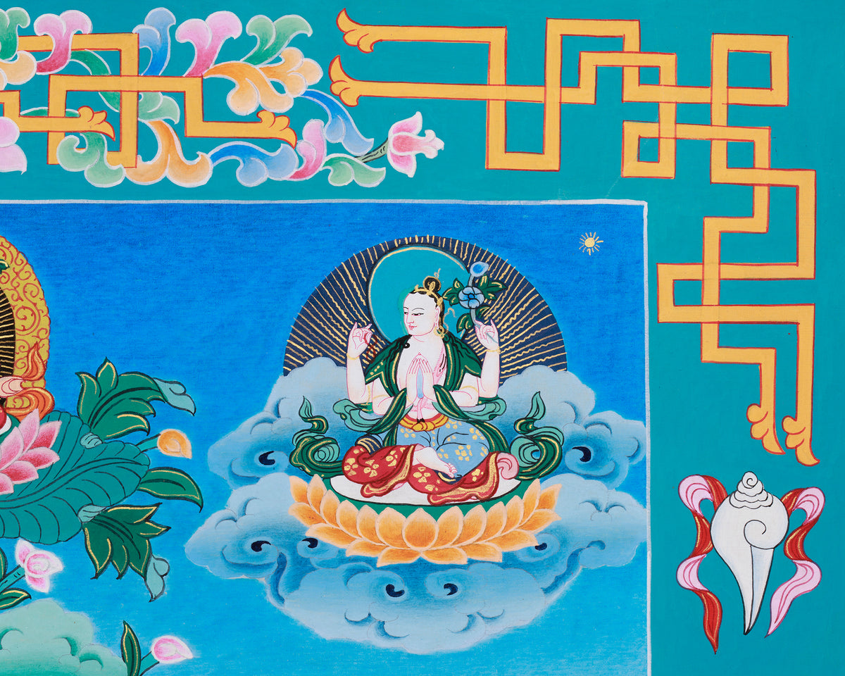 Goddess White Tara Thangka Art | Tibetan Buddhist Healing Artwork | Sita Tara