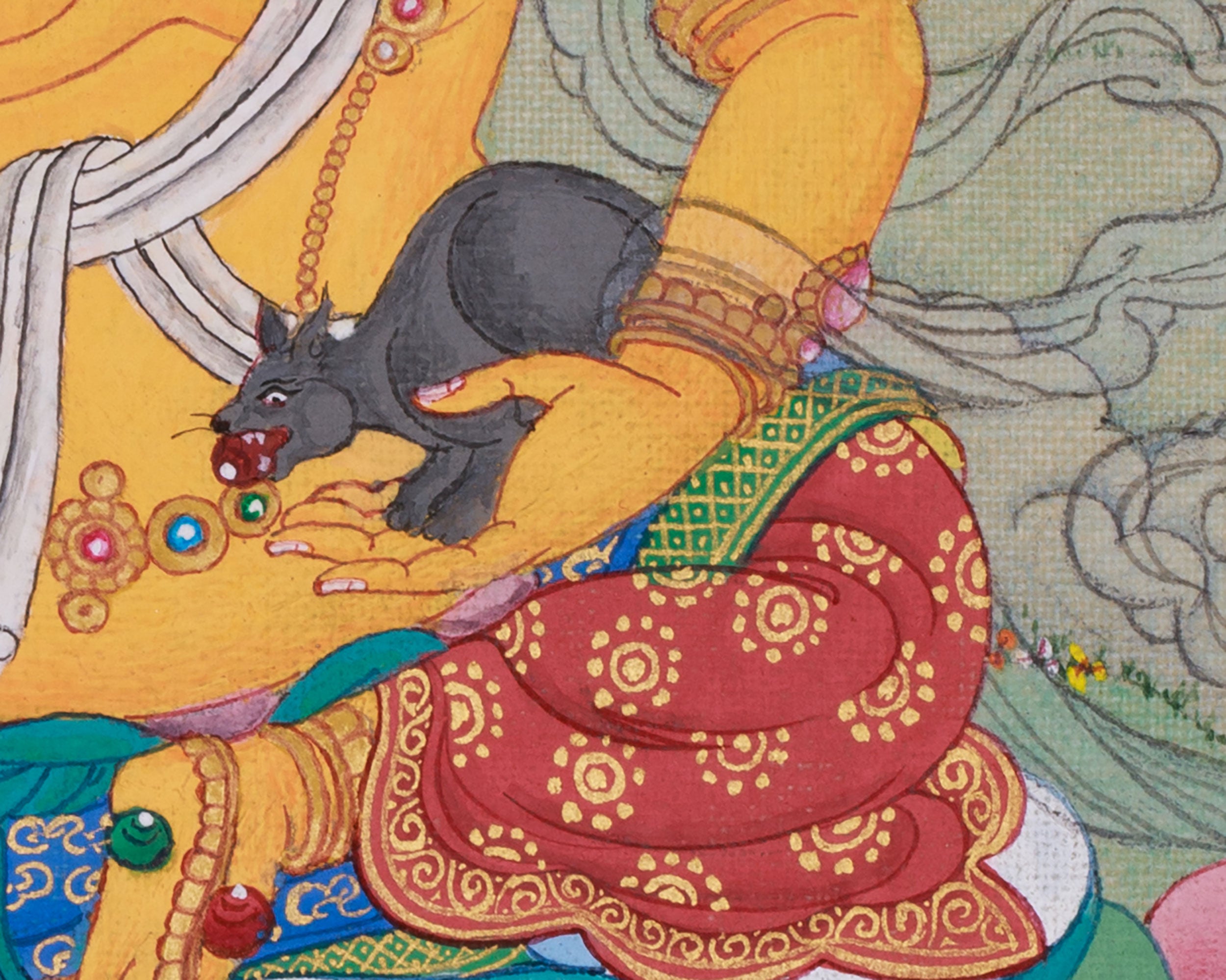 Mini Yellow Dzambhala | Tibetan Buddhist Prosperity Art