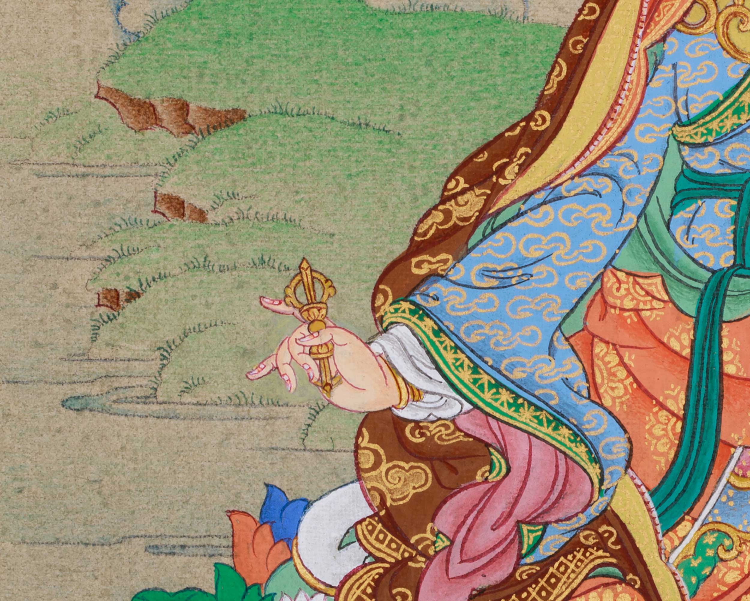 Handmade Guru Padmasambhava Thangka | The Lotus-Born Master of Enlightenment