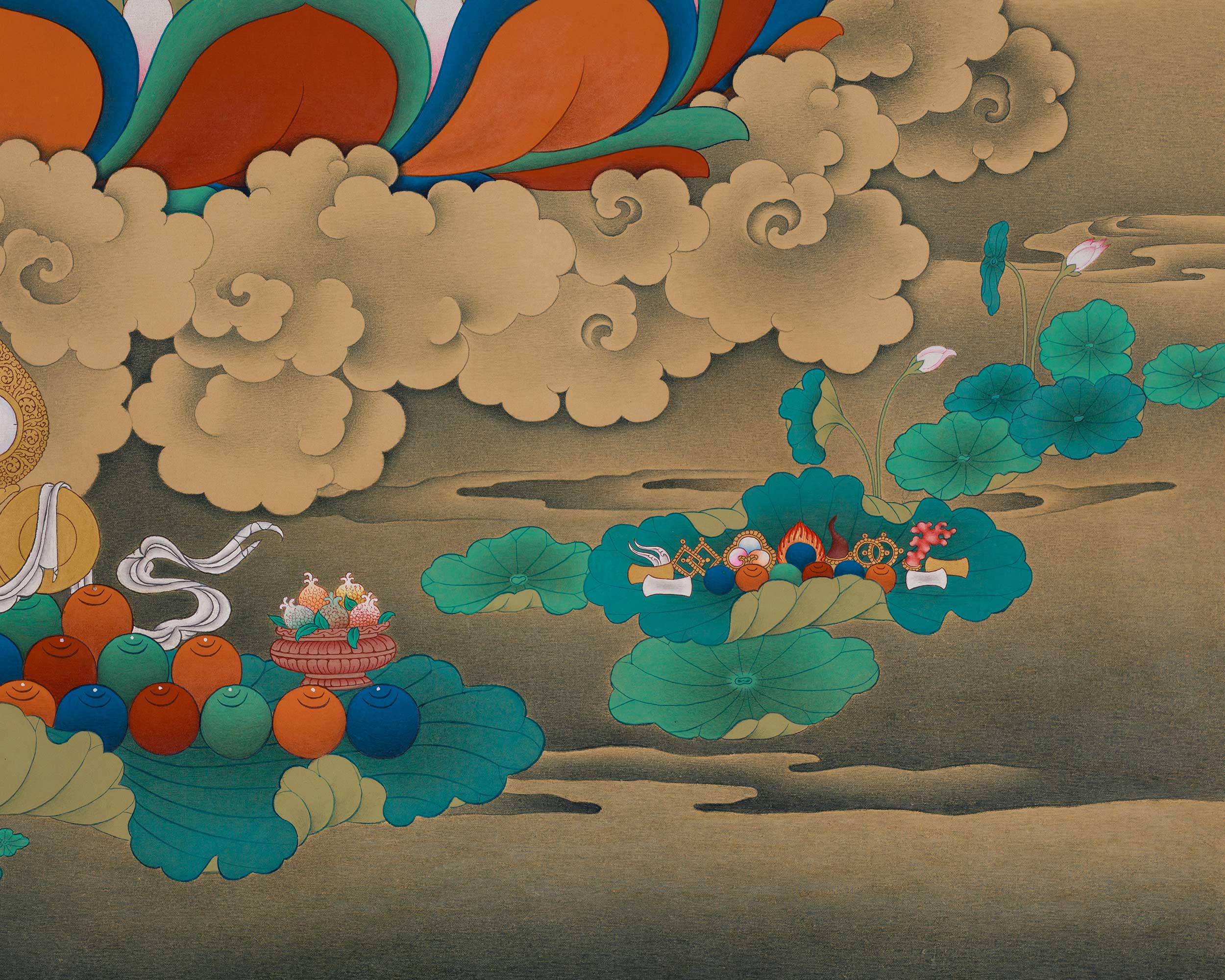 Tibetan Bodhisattva Manjushri Artwork | 51 Inch Thangka of Enlightenment and Clarity