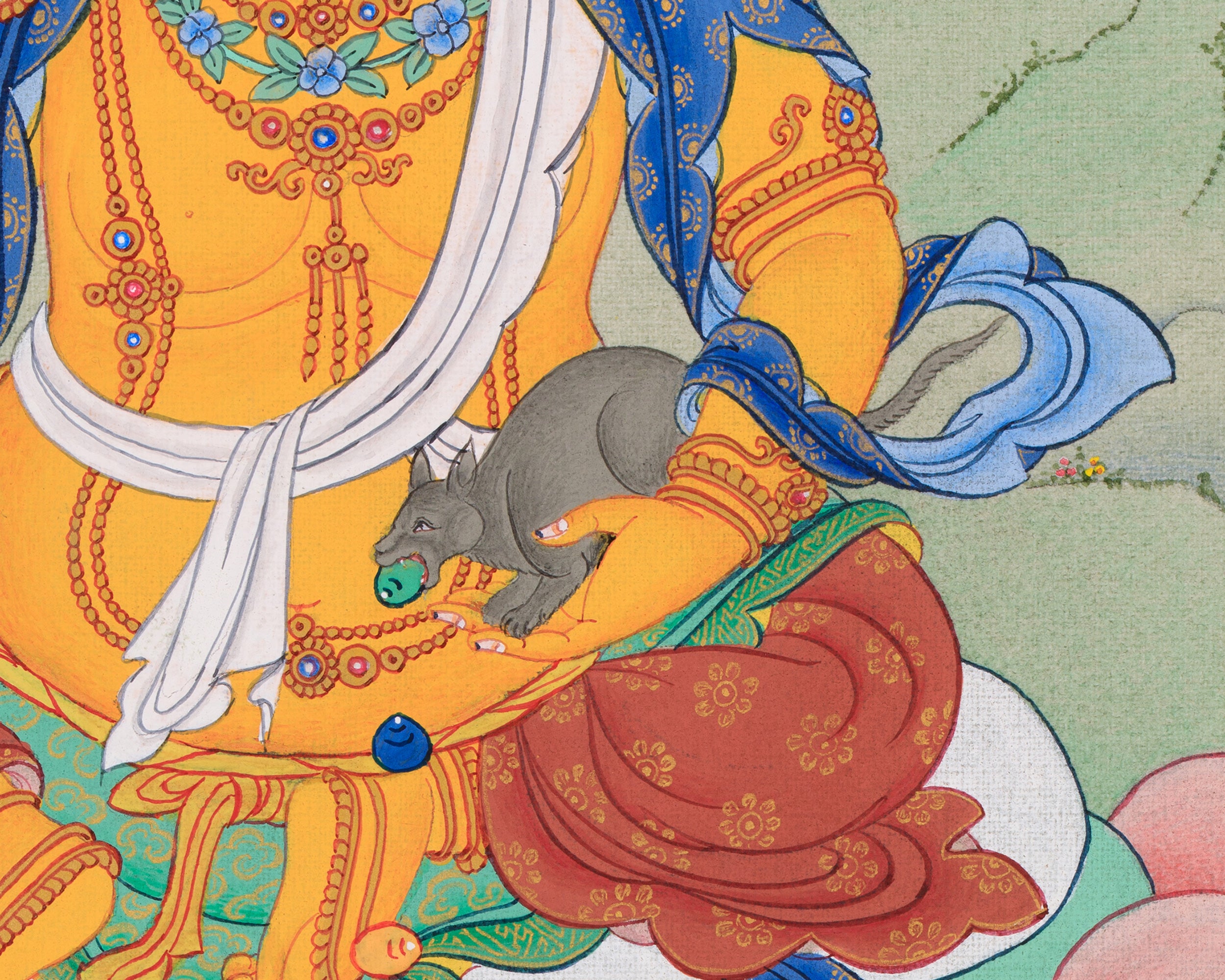 Jambhala Buddha Thangka | Tibetan Deity of Wealth, Prosperity & Abundance