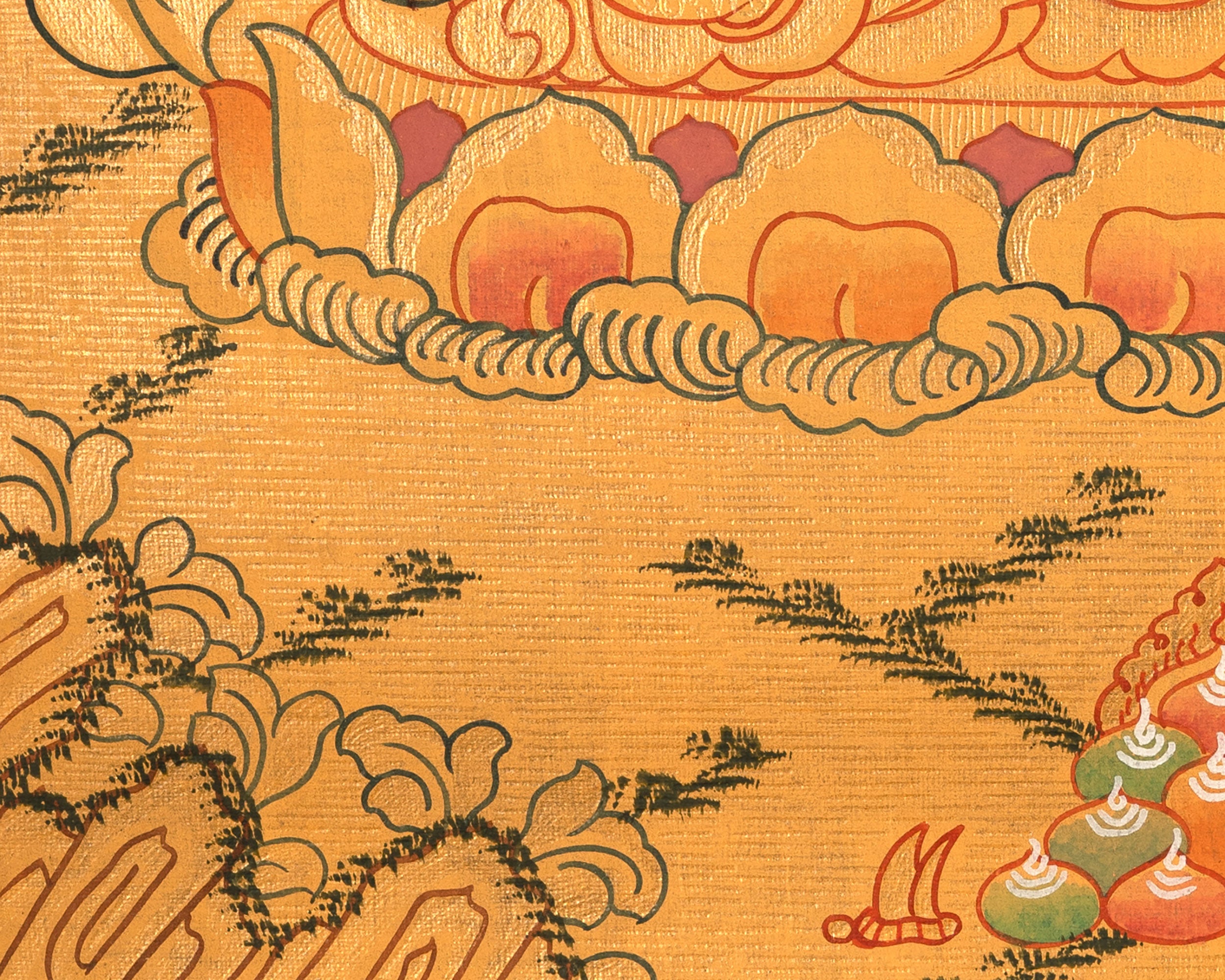 12 Inches Four Armed Chenrezig | Tibetan Bodhisattva Painting