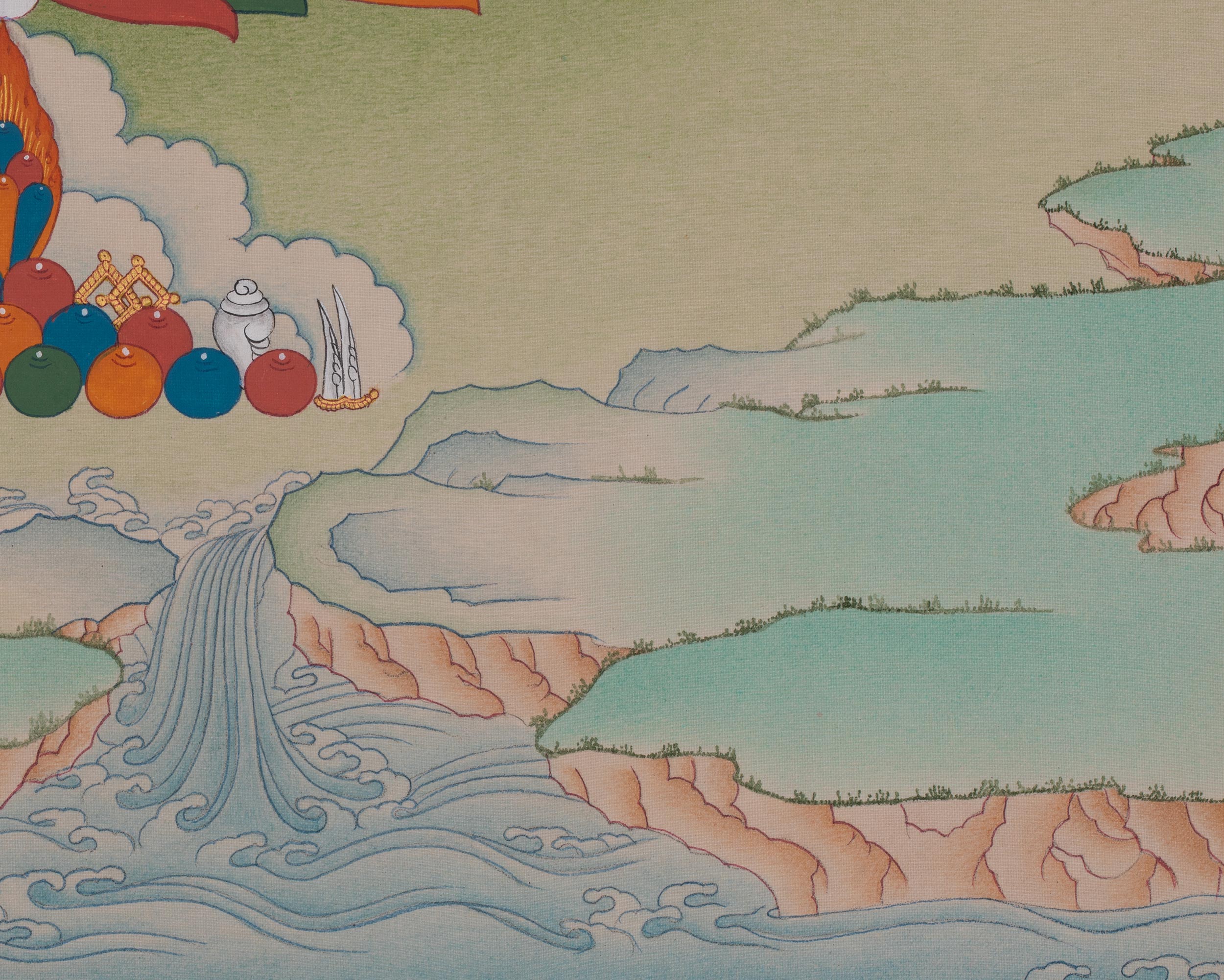 Chenrezig Sacred Thangka | Bodhisattva Deity | Avalokiteshvara Art | Wall Hanging