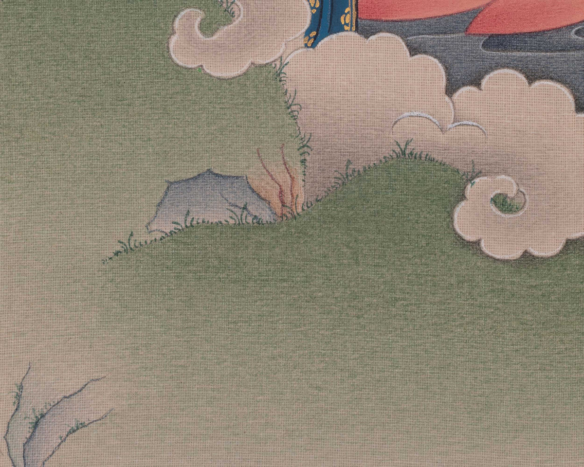 Buddhist Manjushri Meditation Art | Sword Of Wisdom | Bodhisattva Deity Thangka