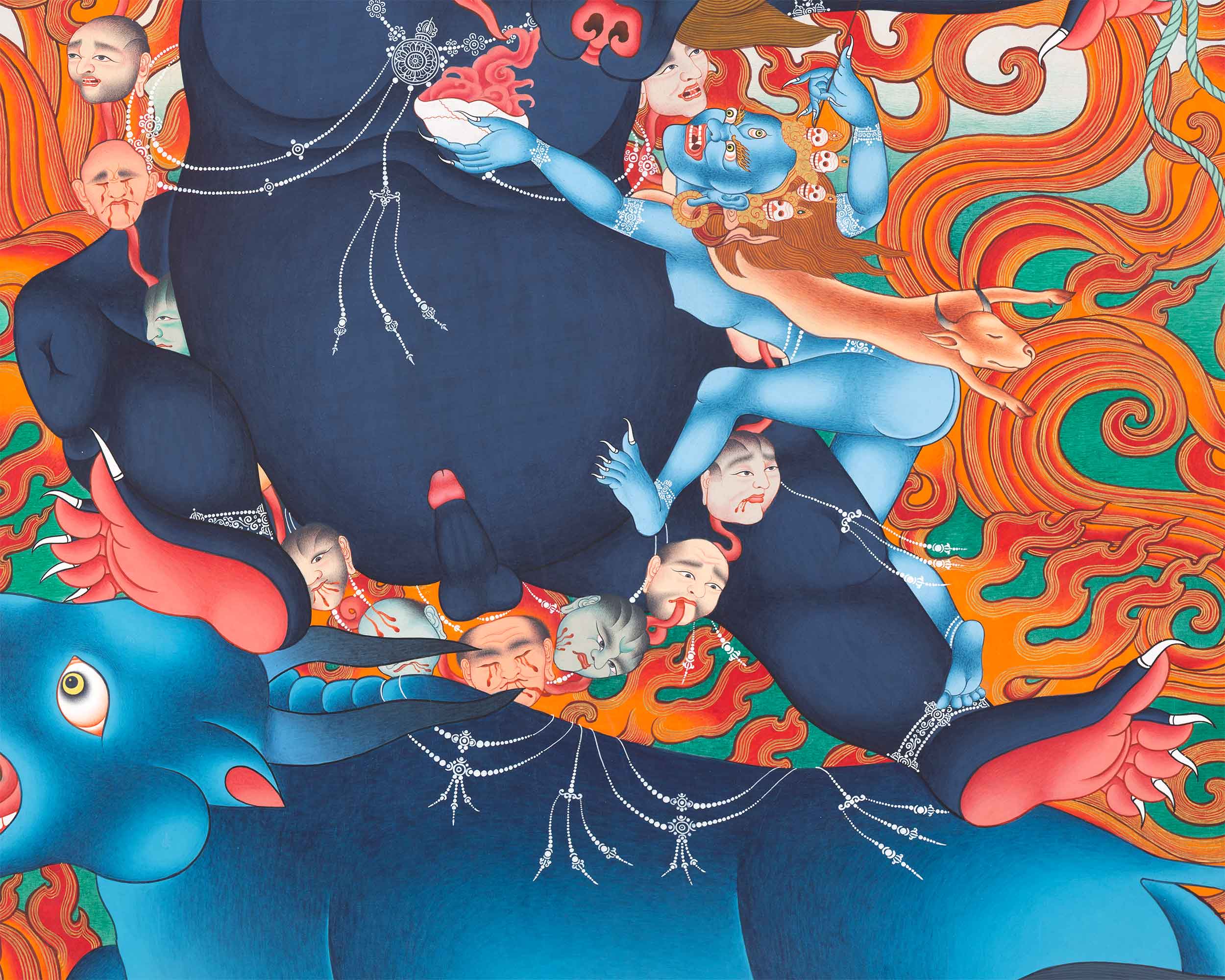 High-Quality Giclee Print Of Yama Dharmaraja | Traditional Nepali Print For Wall Hanging & Room Decor