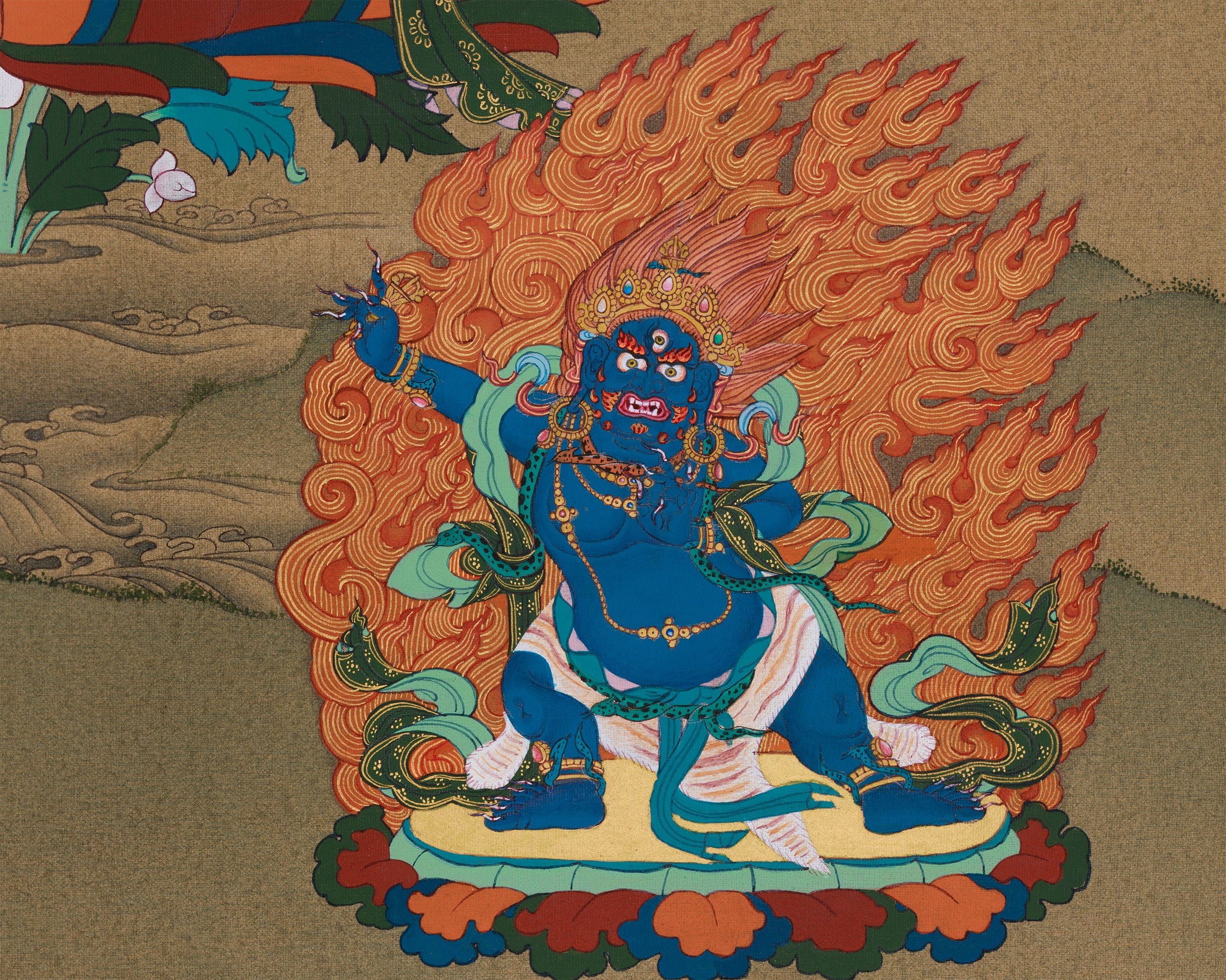 Tibetan Thangka of Wisdom Buddha Manjushri | Guardian of Knowledge and Enlightenment