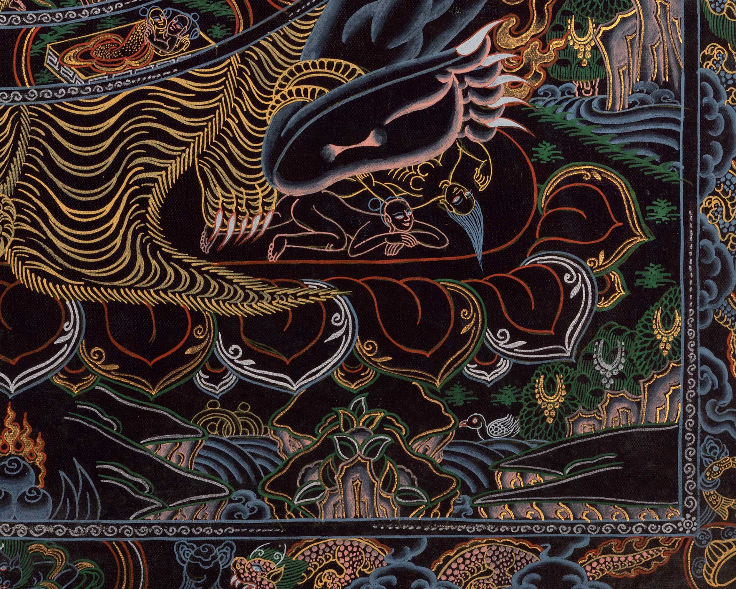 21 Inches Bhavachakra Thangka | Intricate Hand-Painted Wheel of Life Artwork