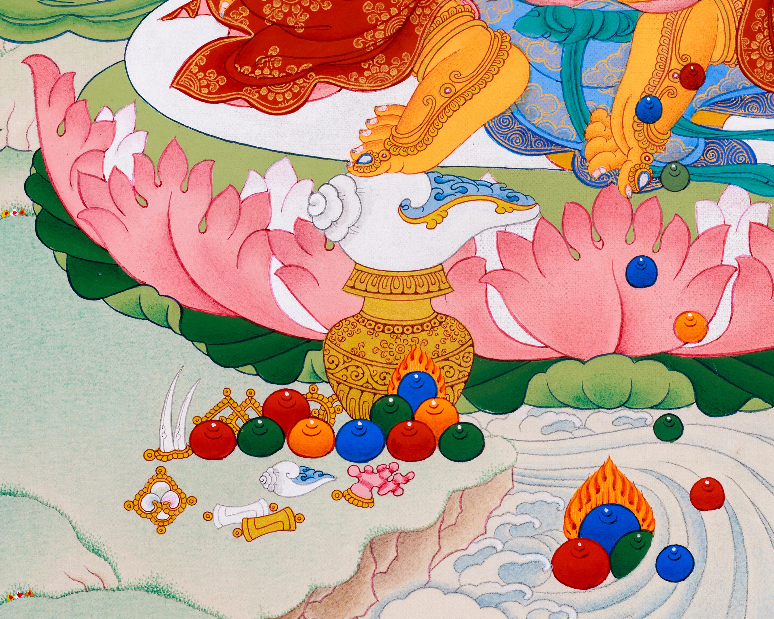 Hand-Painted Dzambhala Thangka | God of wealth