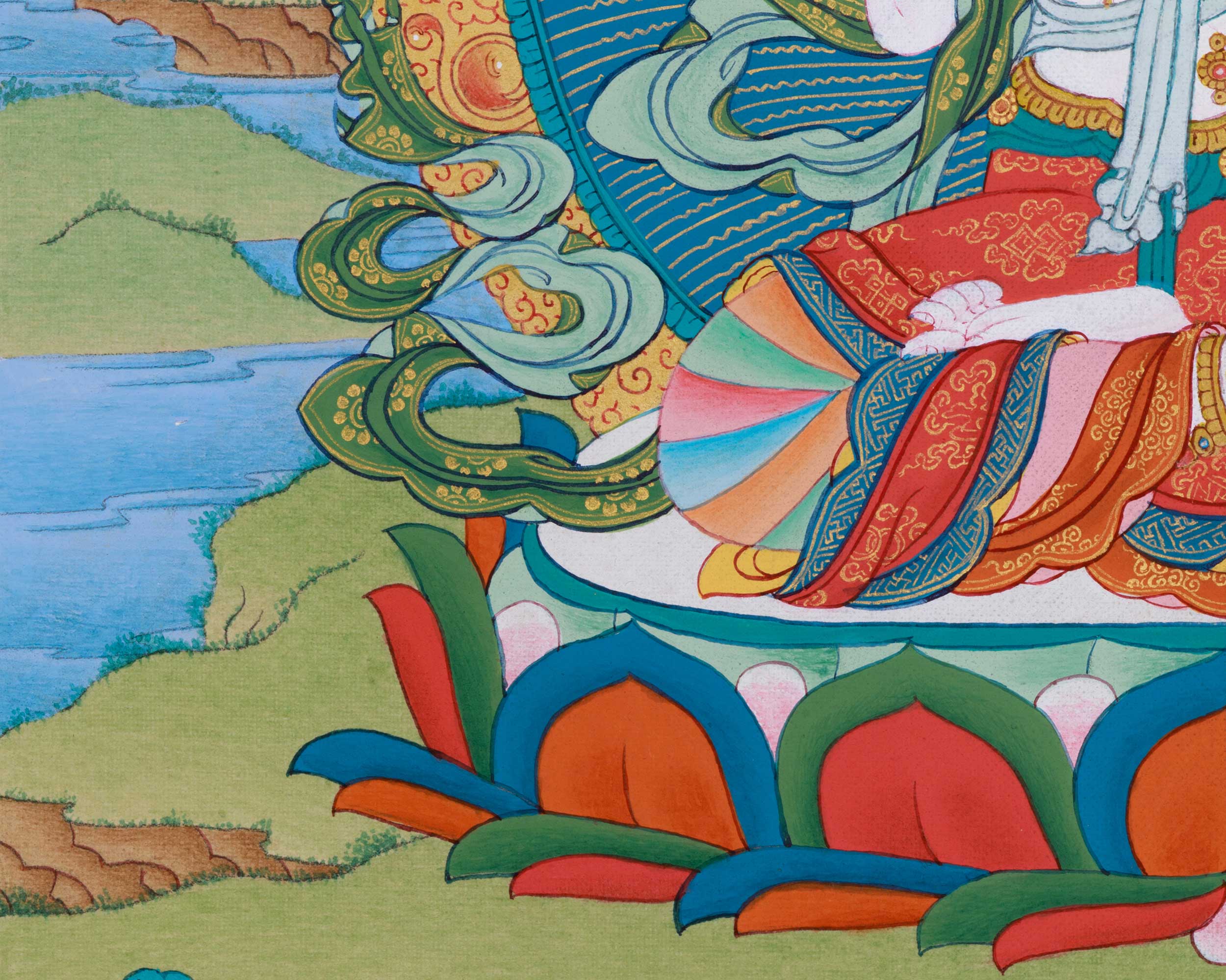 Small Chenresig Thangka in 24K Gold