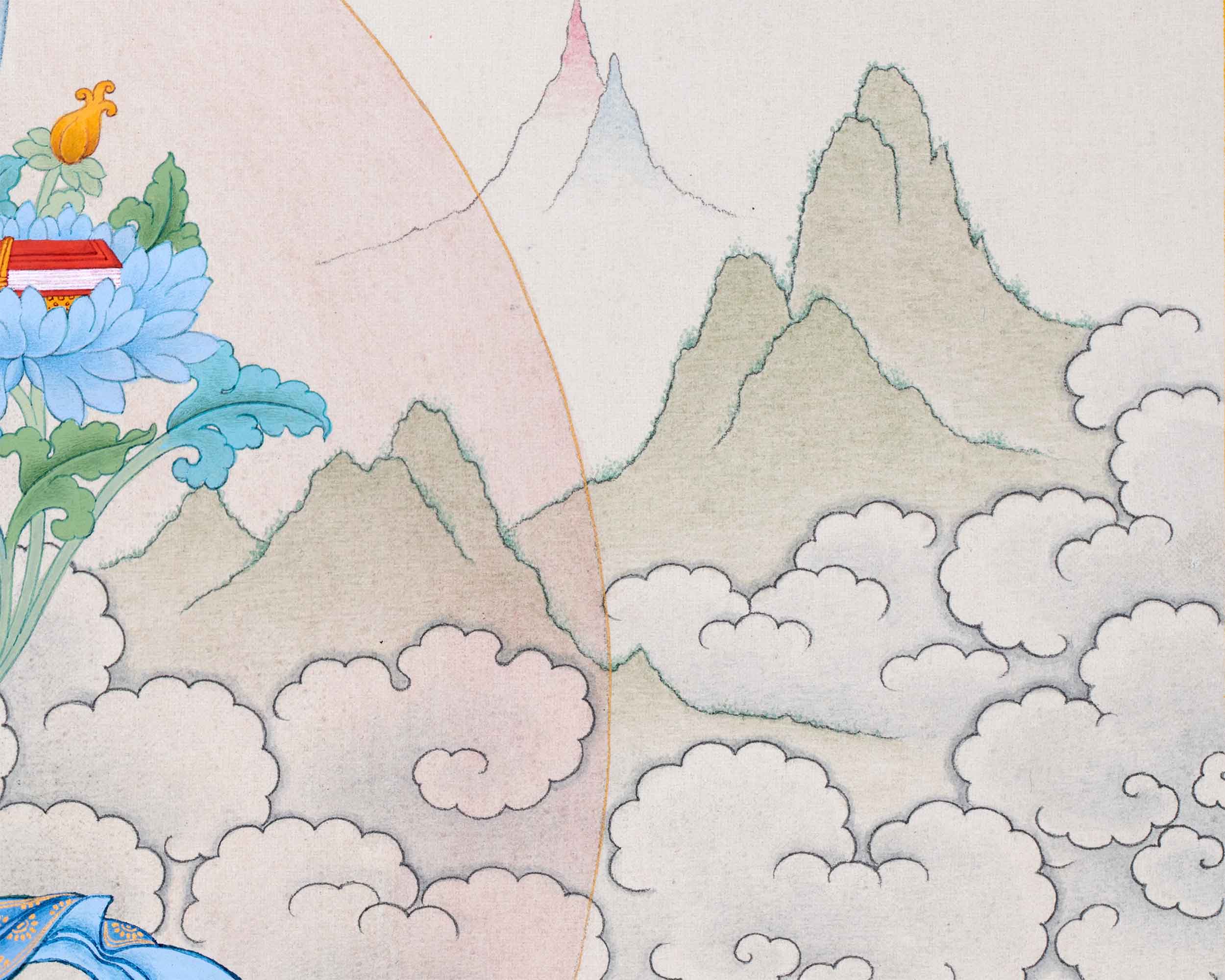 Hand Painted Manjushree Thangka | Divine Wisdom and Enlightenment Art | Buddhist Artwork