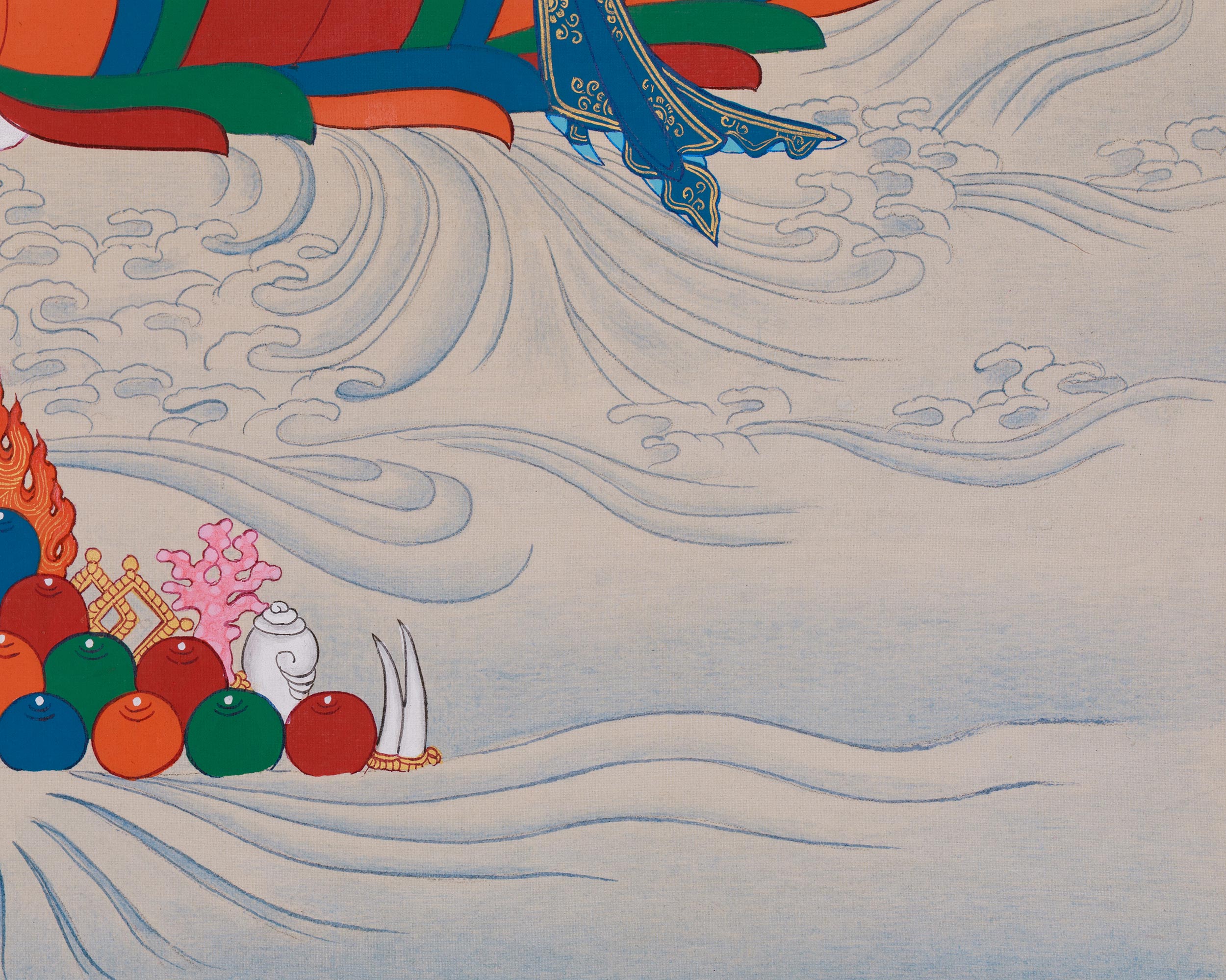 Handmade Bodhisattva Manjushri Thangka | Buddha of Knowledge and Wisdom