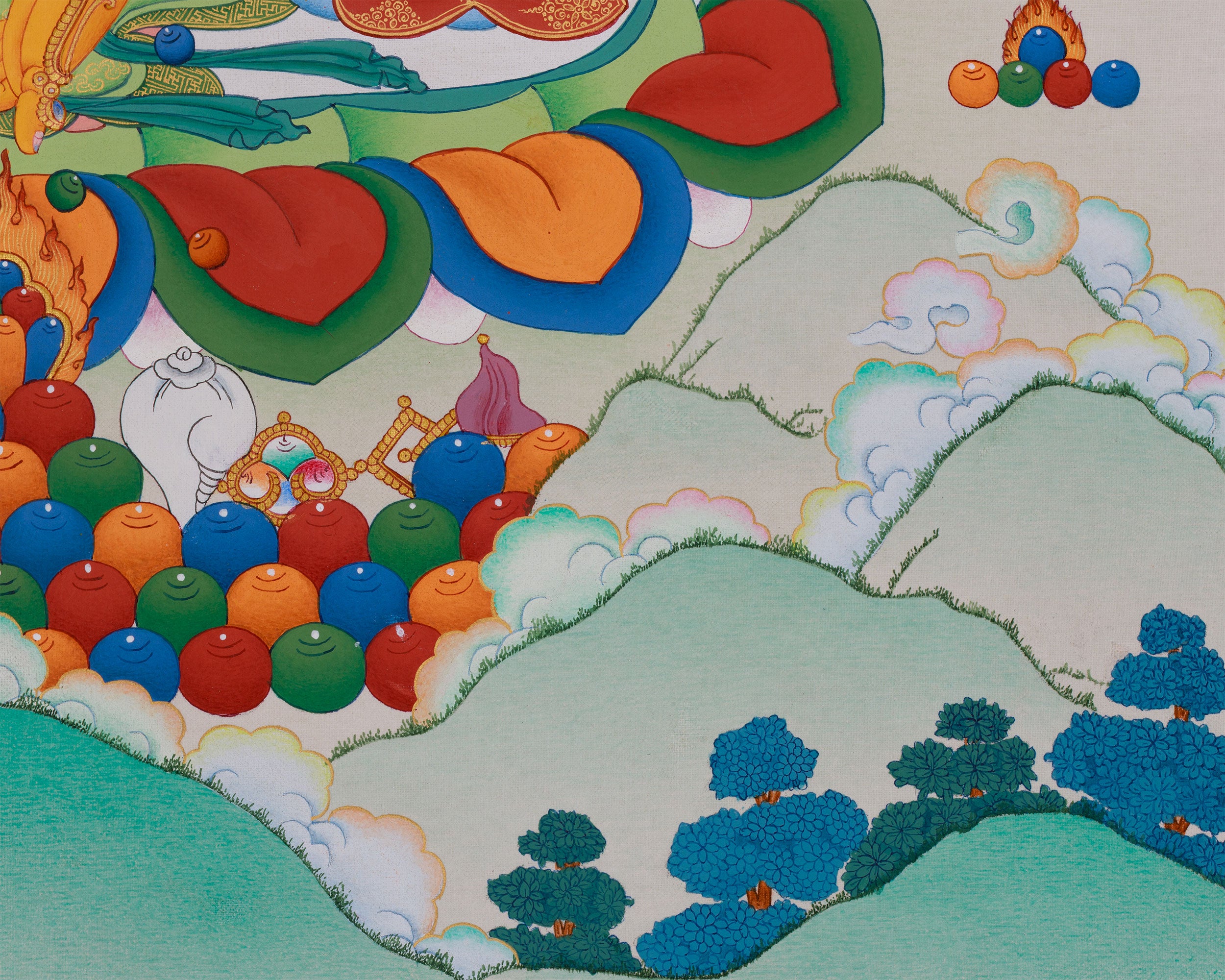 Dzambhala Thangka | Buddhist Deity of Wealth and Prosperity | BROCADE