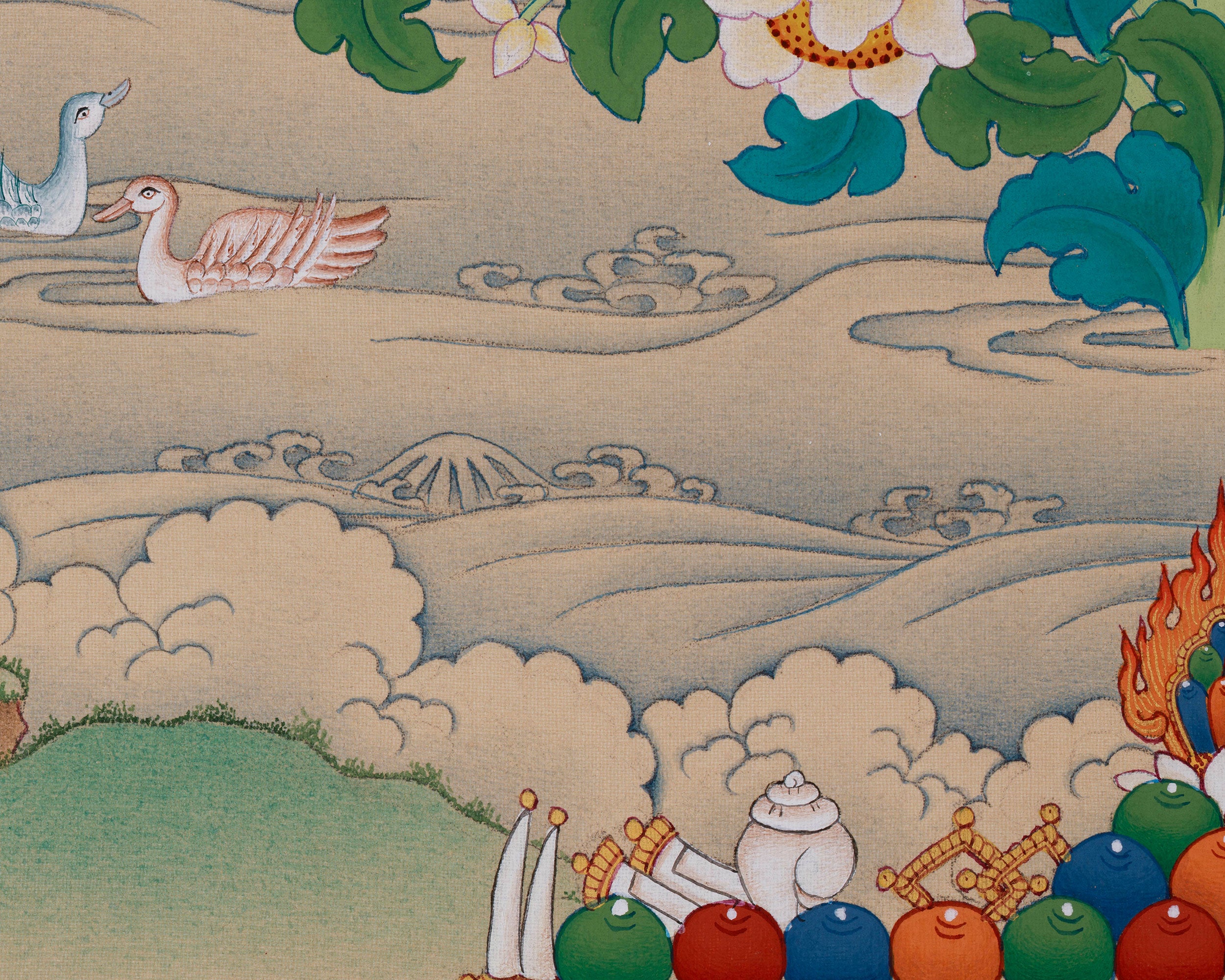 Elegant Tibetan Vajrasattva Thangka | Spiritual Cleansing with 24K Gold Accents