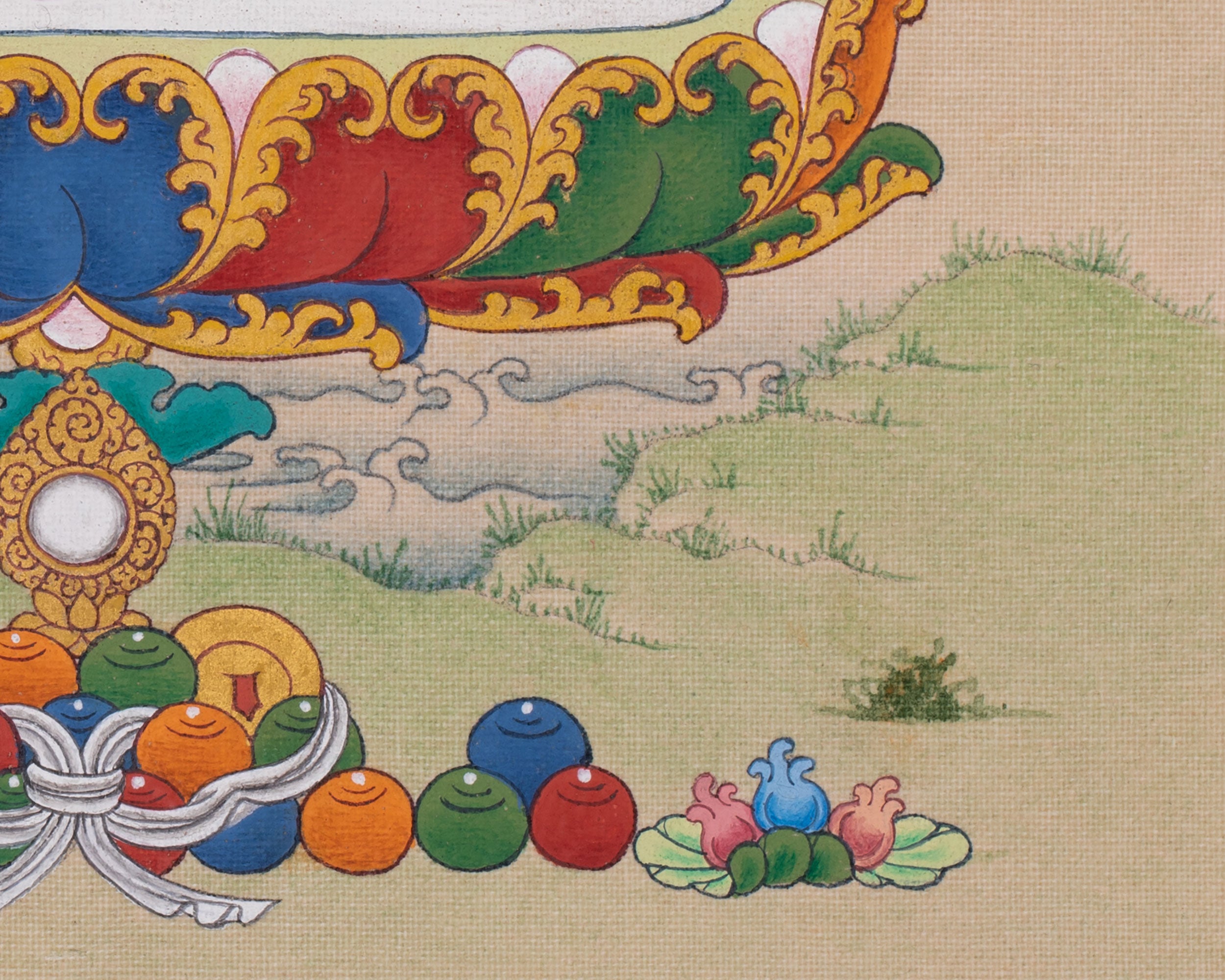 Compact Medicine Buddha Thangka | Buddha of Health and Wellness