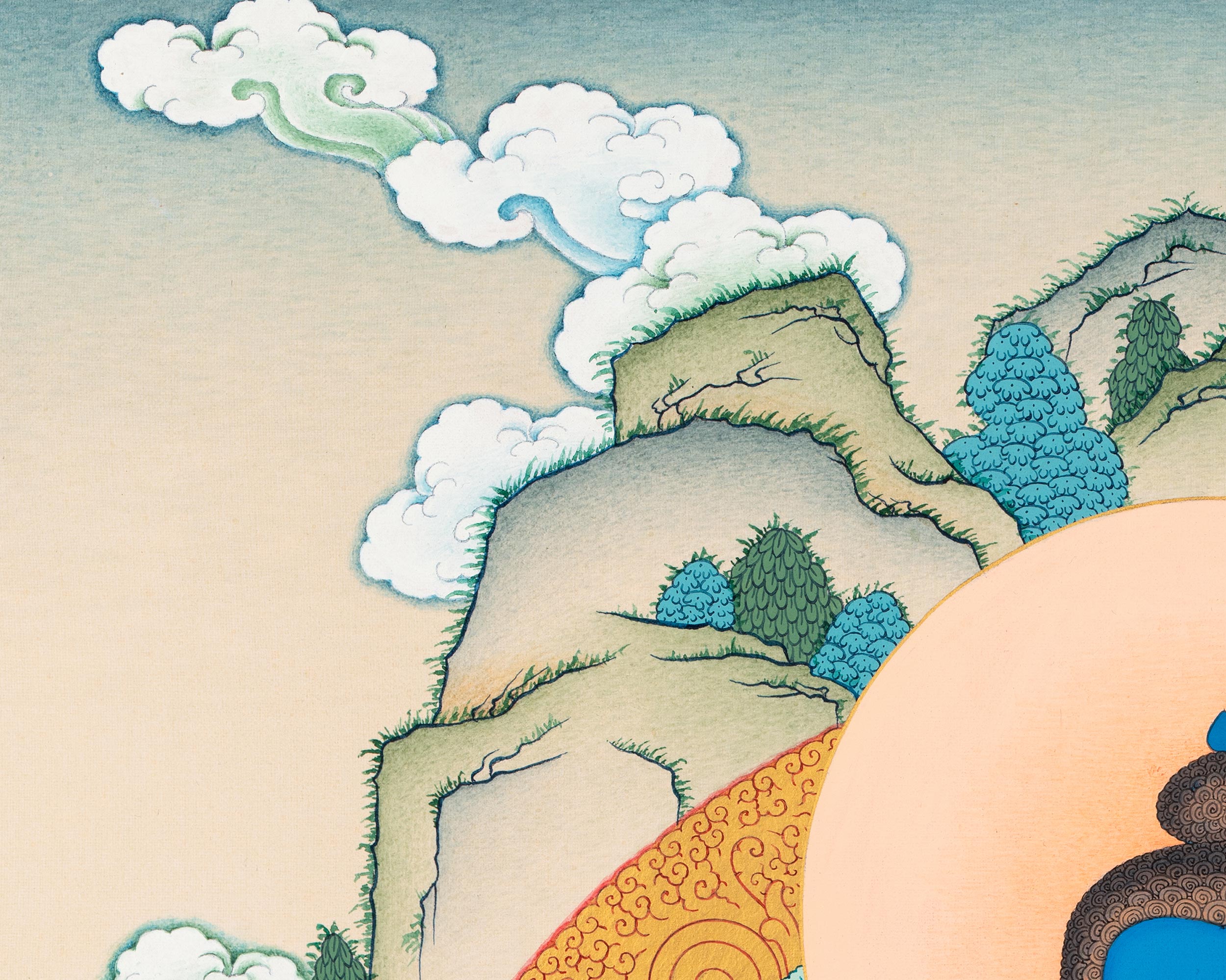 Medicine Buddha Meditation Thangka Print | Bhaisajyaguru Painting