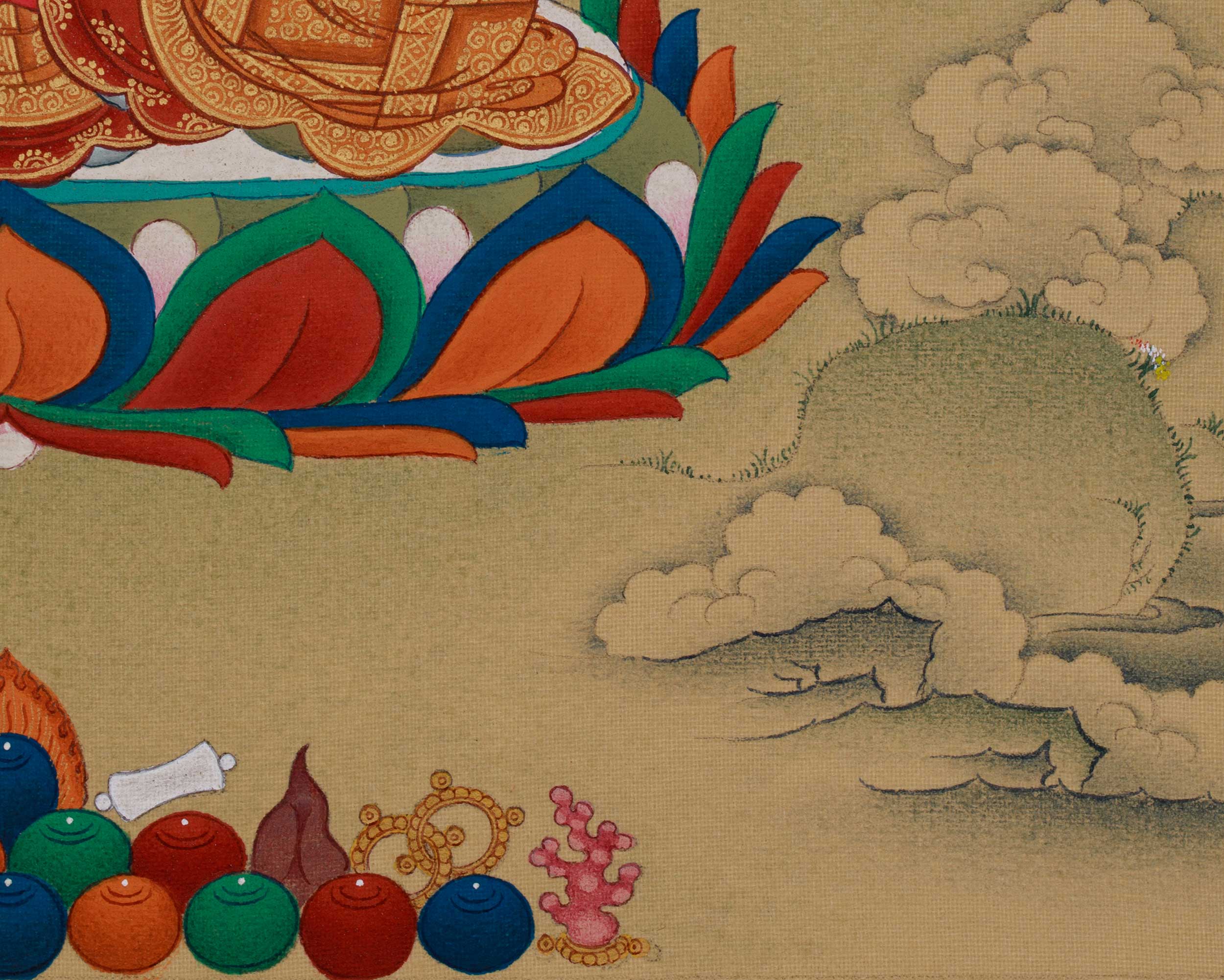 Dhyani Buddha Amitabha with Amitayus | A Sacred Thangka of Infinite Compassion and Longevity