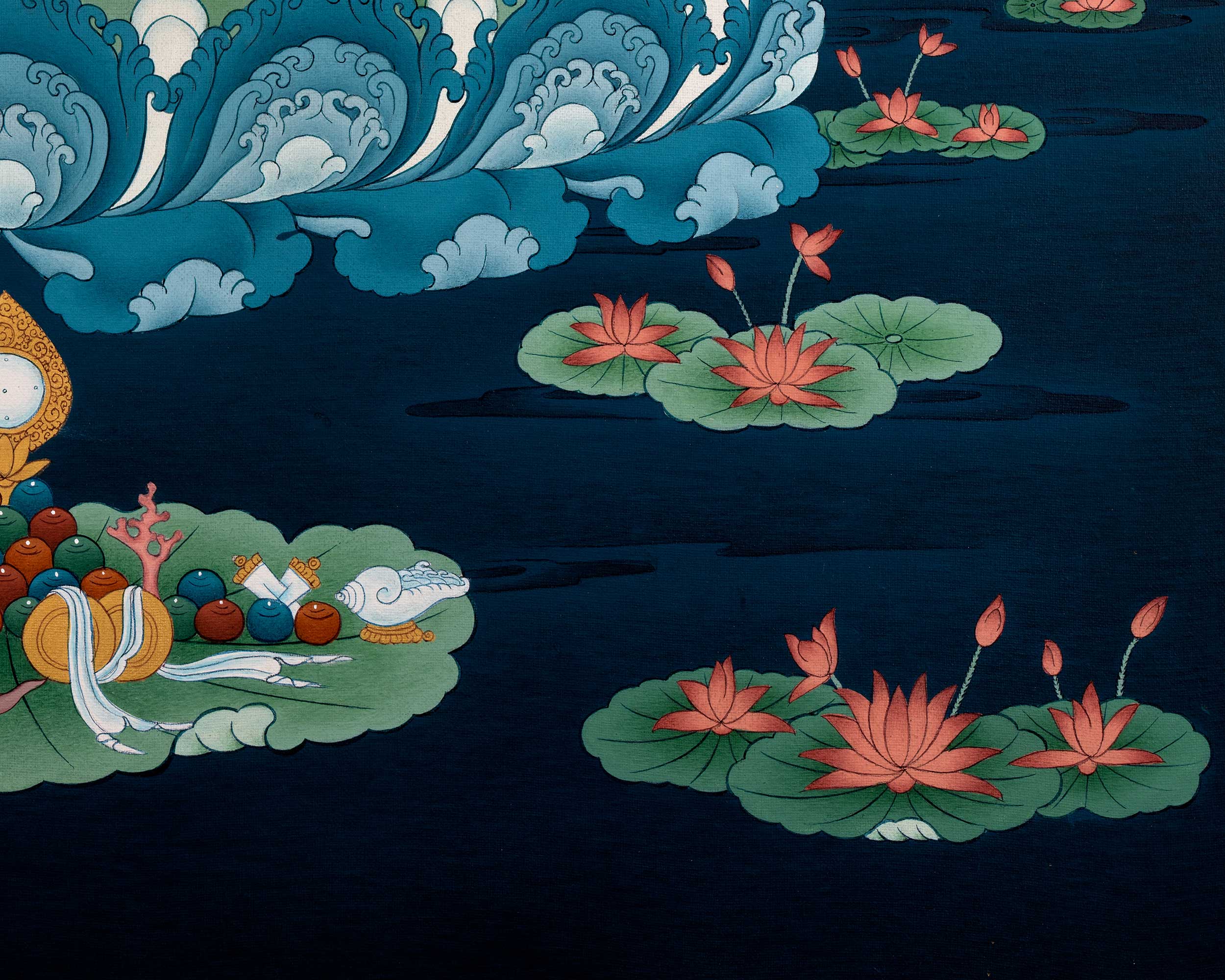 The Radiant Manjushri Thangka Print | The Bodhisattva of Wisdom Canvas Print
