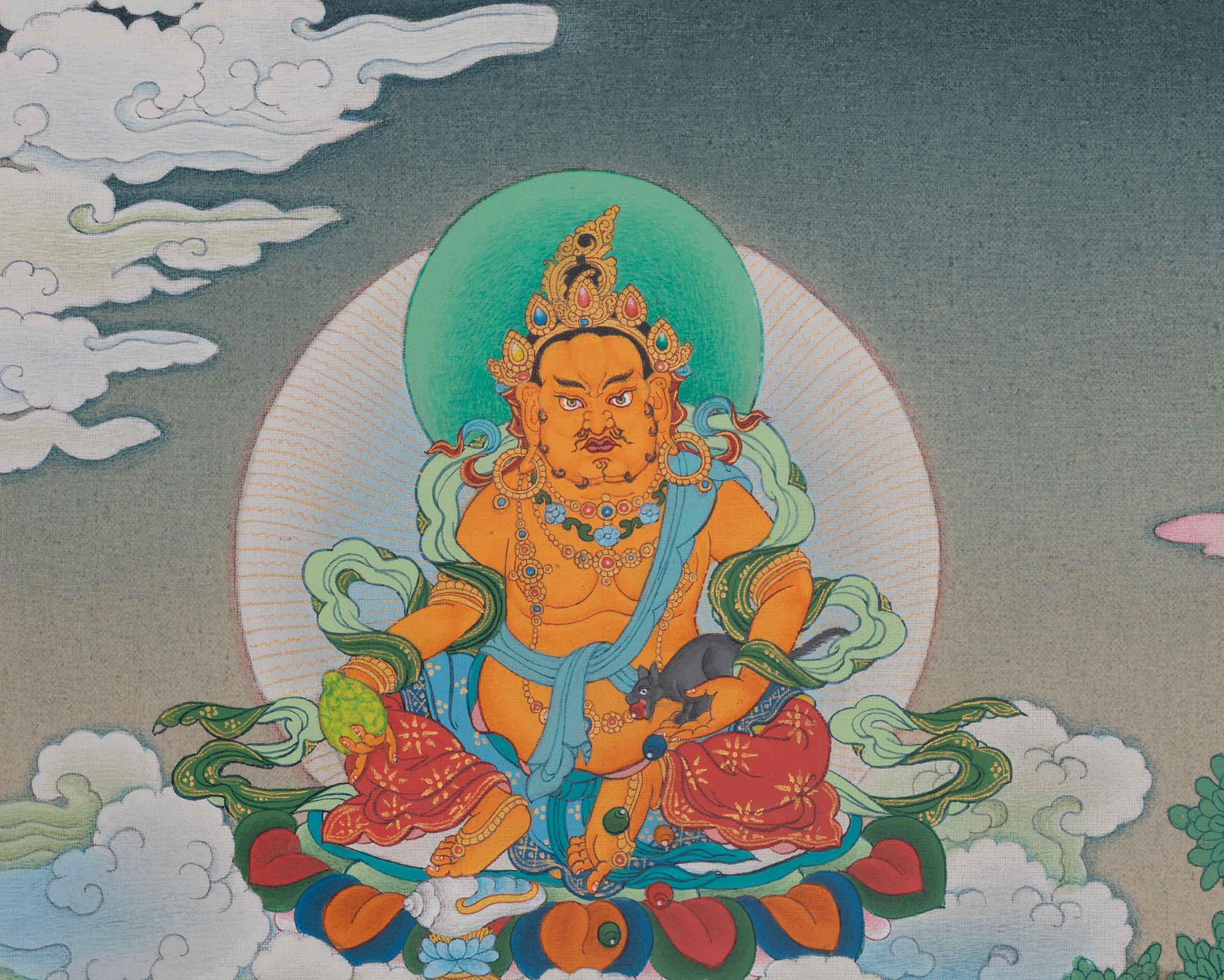 White Mahakala Art | Symbol of Prosperity and Protection | Spiritual Thangka